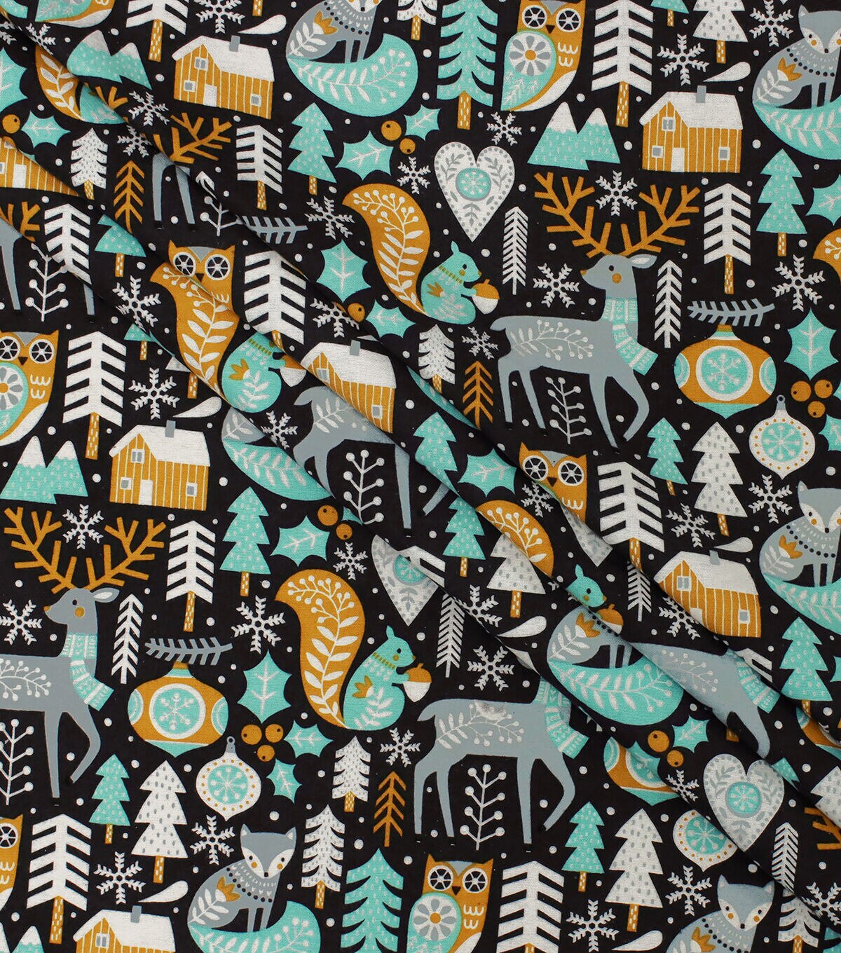 Woodland Animals & Trees Super Snuggle Christmas Flannel Fabric