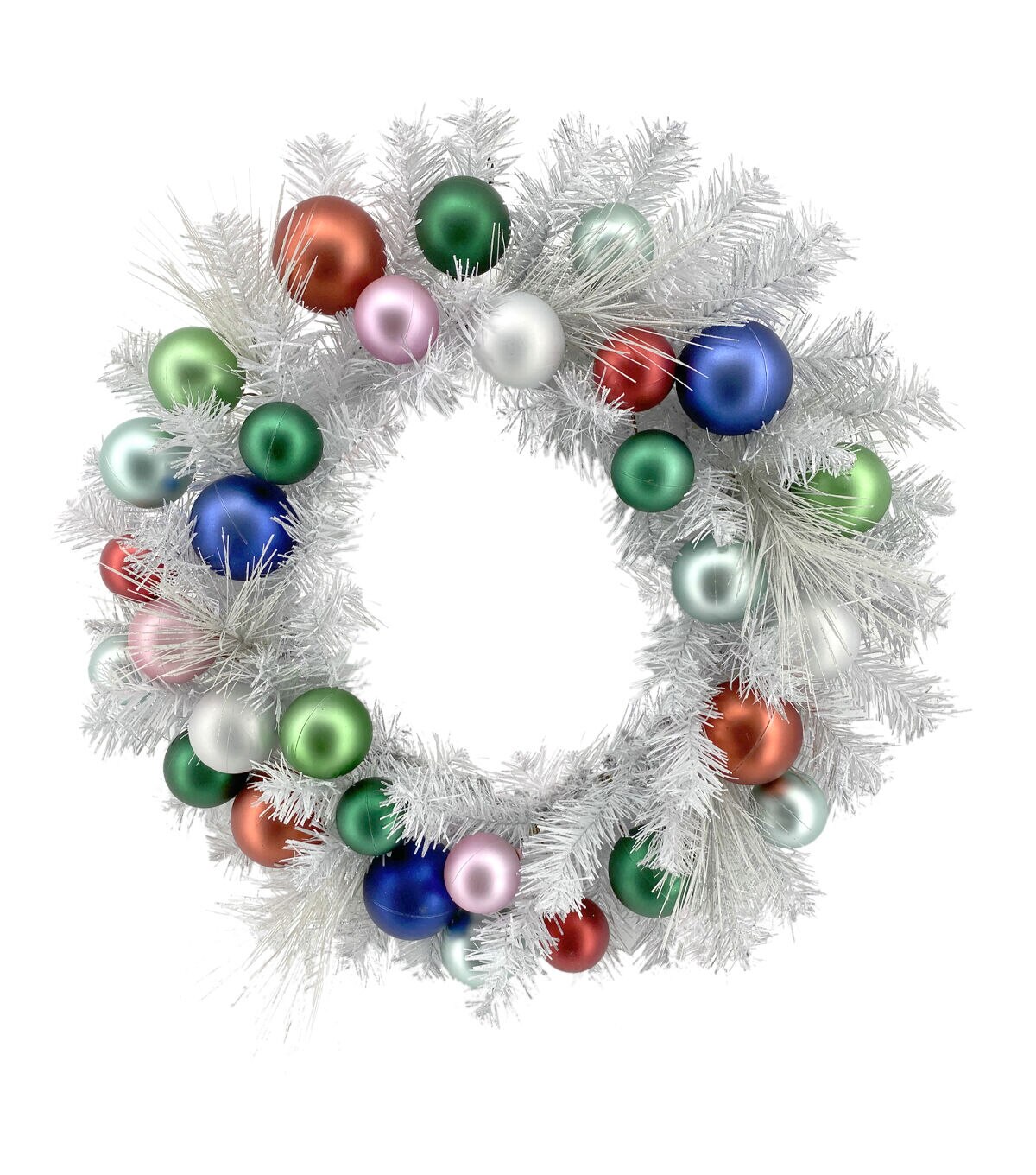 Holiday Matching Multicolor Bauble & White Pine Wreath & Garland