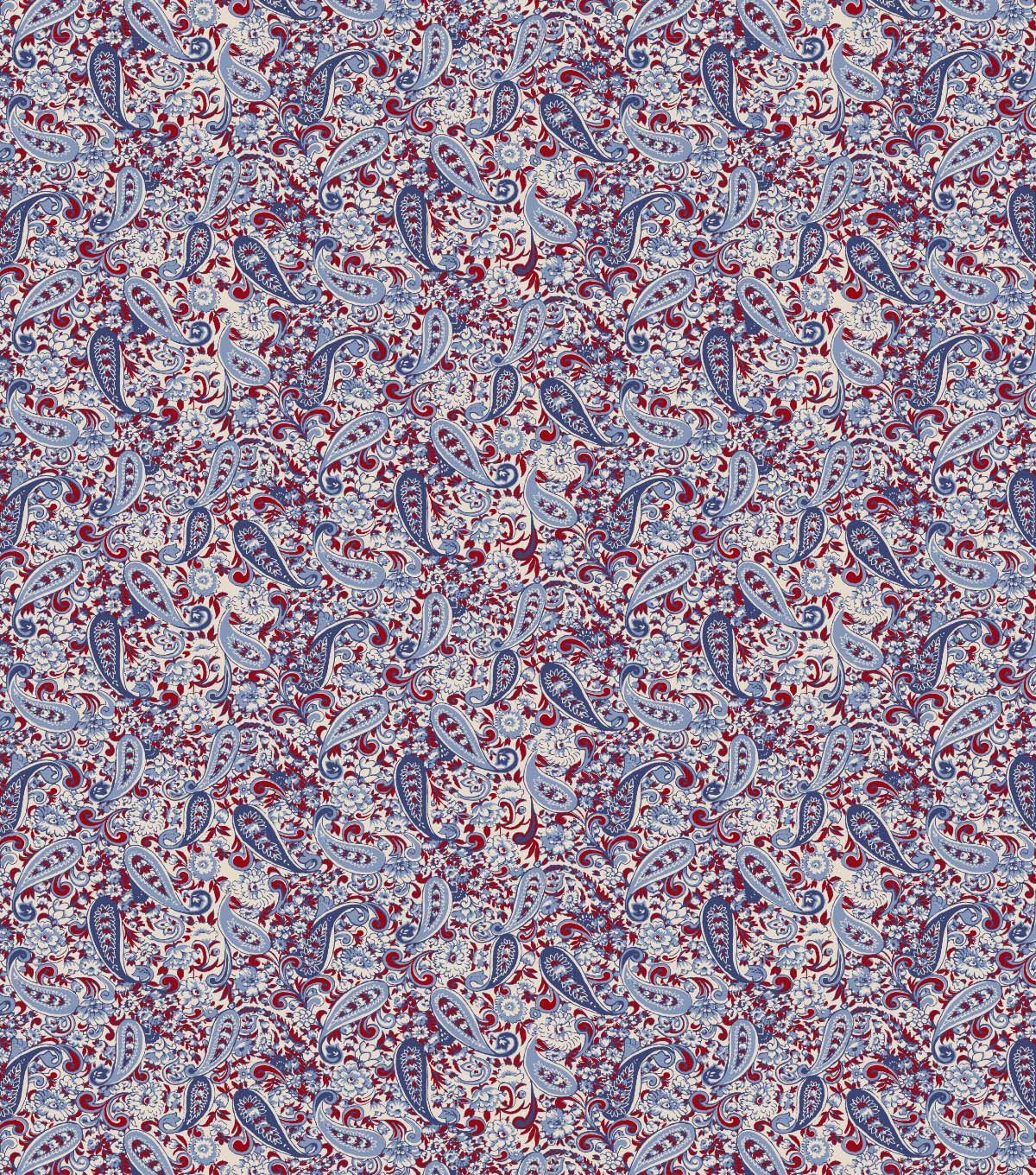 Springs Creative Blue & Red Paisley Cotton Fabric by Keepsake Calico