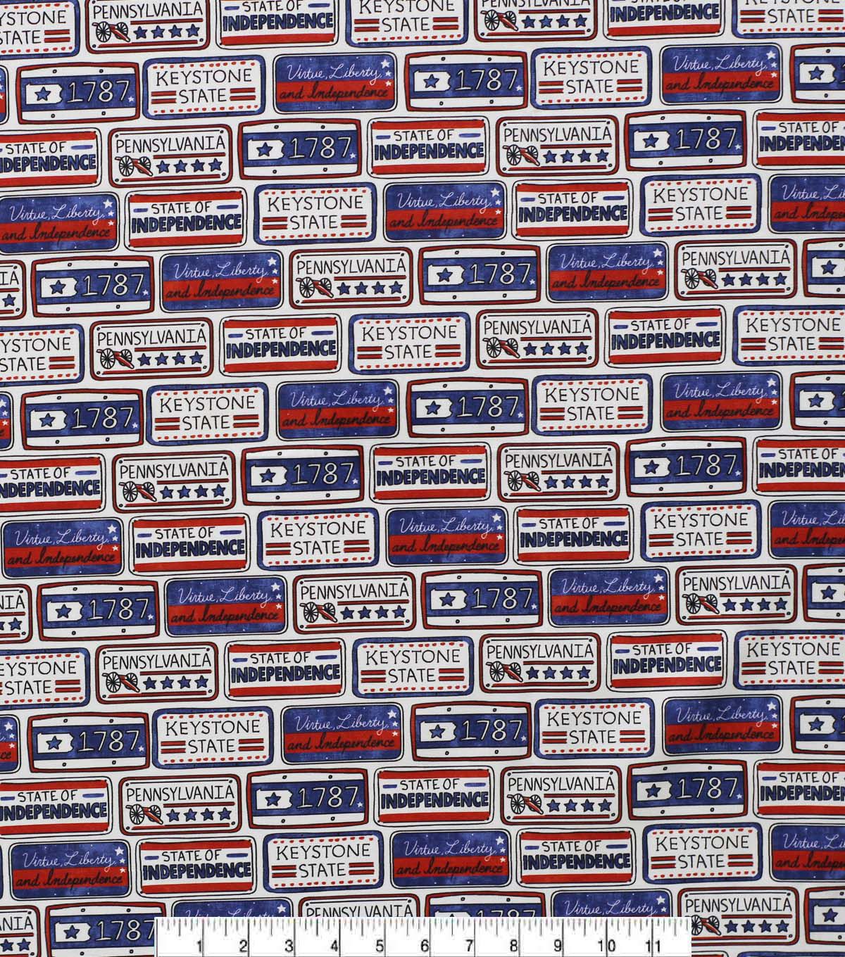 Pennsylvania License Plate State Pride Cotton Fabric