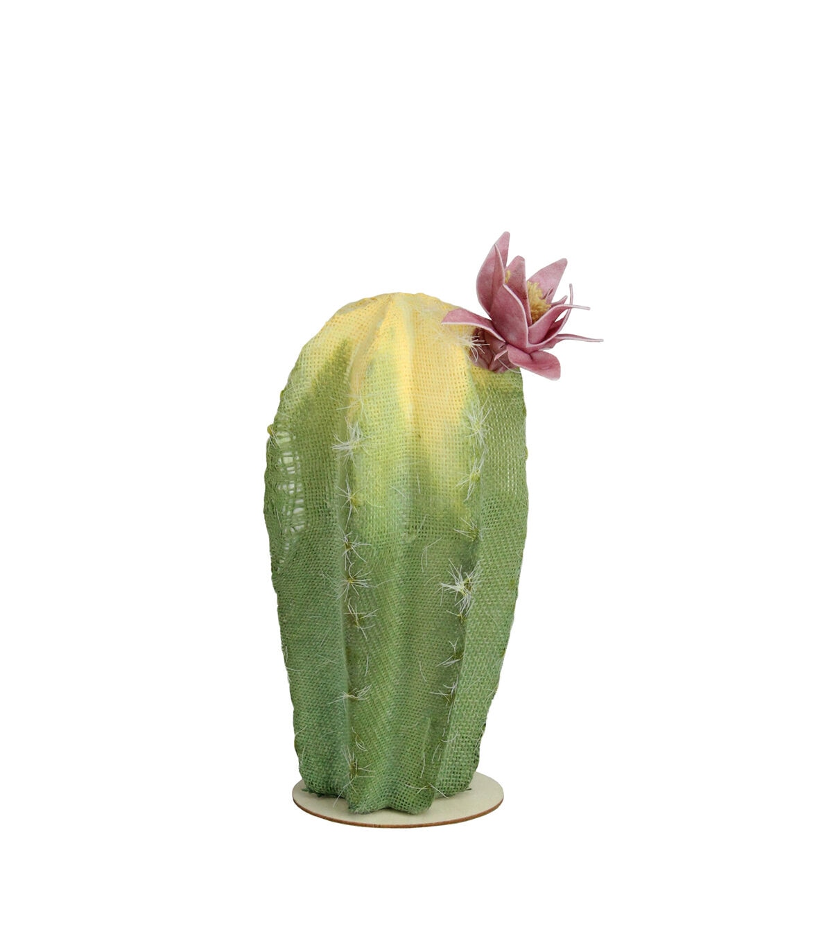 Northlight 8.5 Green and Yellow Cactus on Wooden Base with Flower