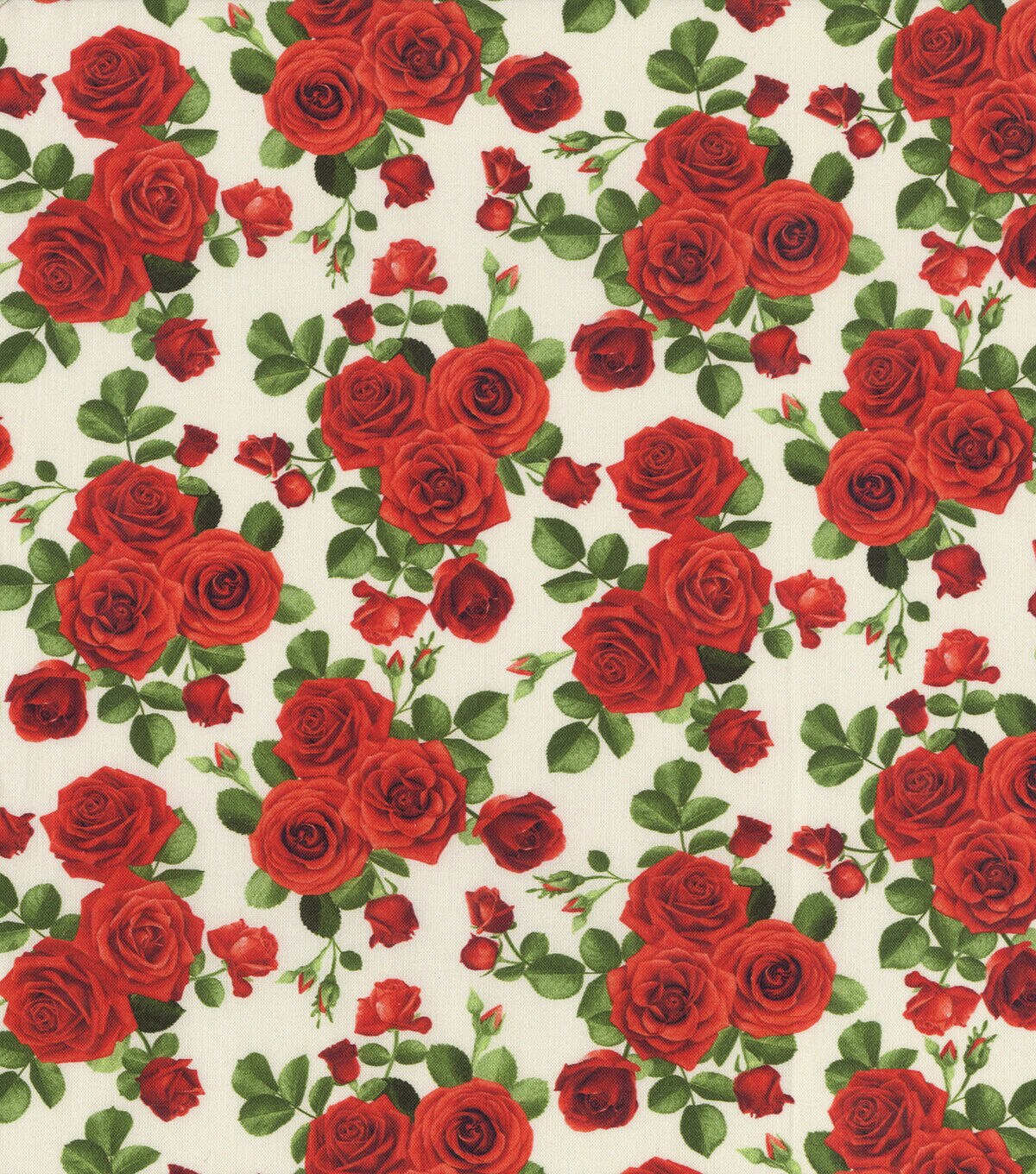 Hi Fashion Rose Bouquets on White Premium Cotton Fabric