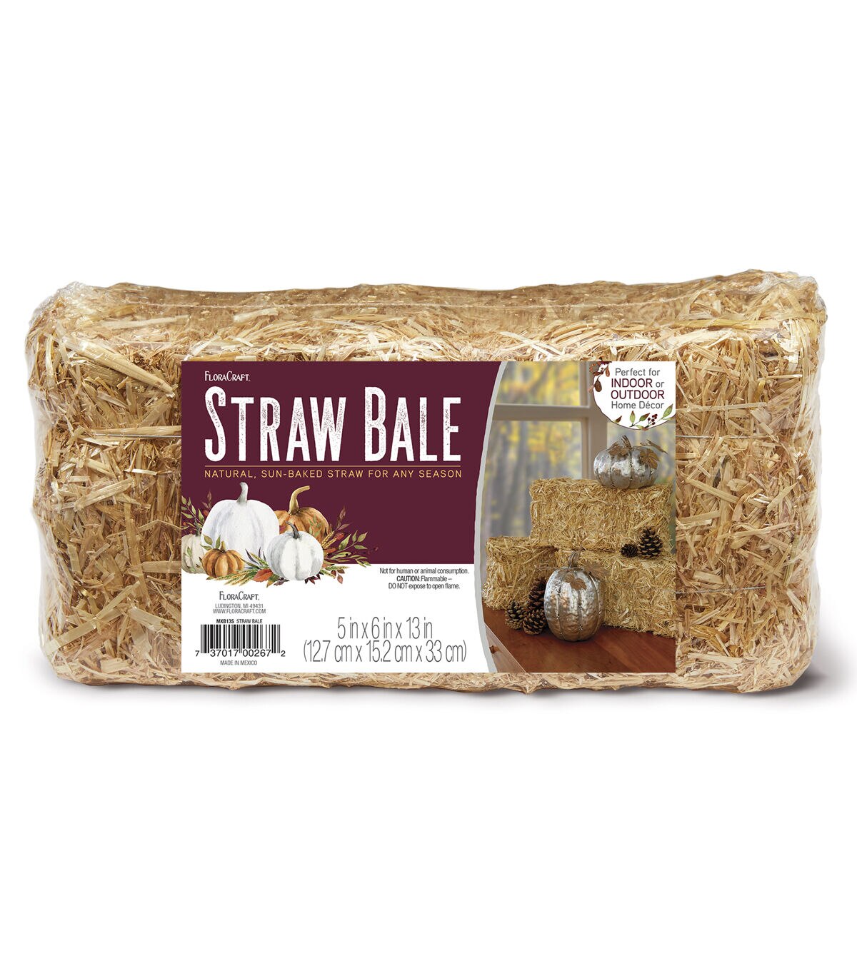 FloraCraft 13 Natural Decorative Straw Bale