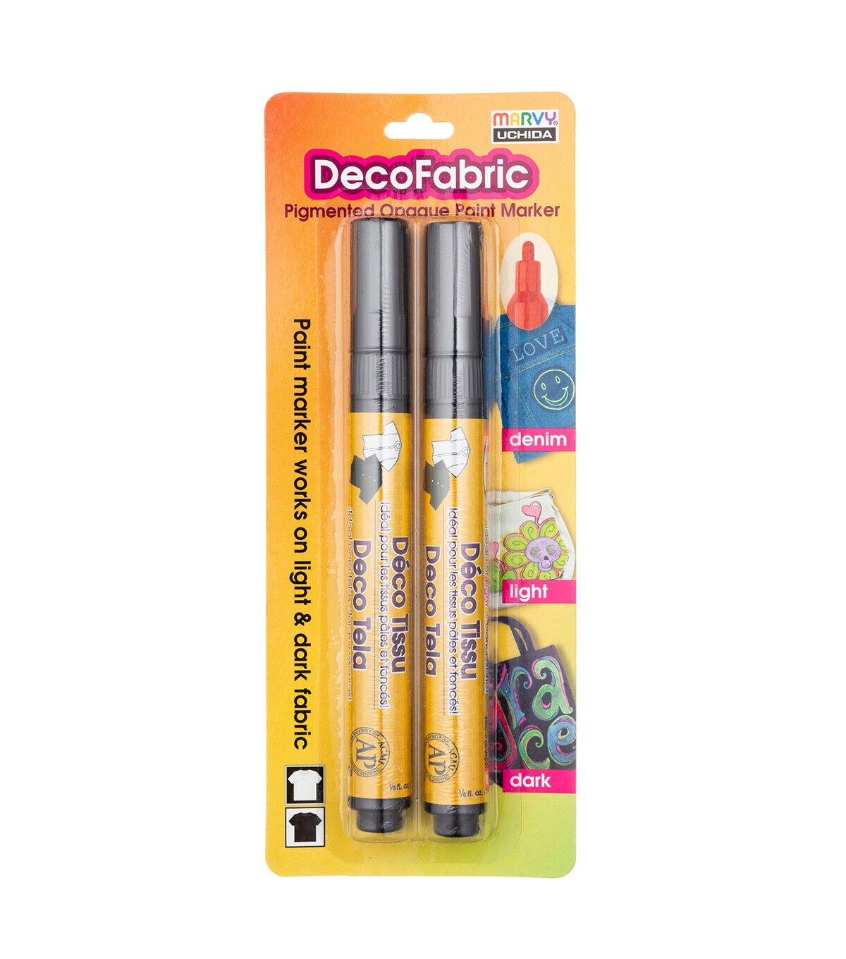 Marvy Uchida 2ct Black Medium Tip DecoColor Fabric Paint Marker