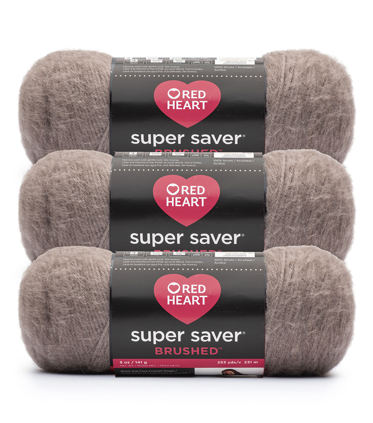 Red Heart Super Saver Brushed 260yds Worsted Acrylic Yarn 3 Bundle