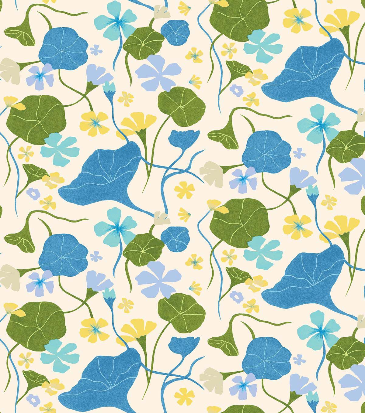 Elana Gabrielle 20.5' x 18' Blue Floral Peel & Stick Wallpaper