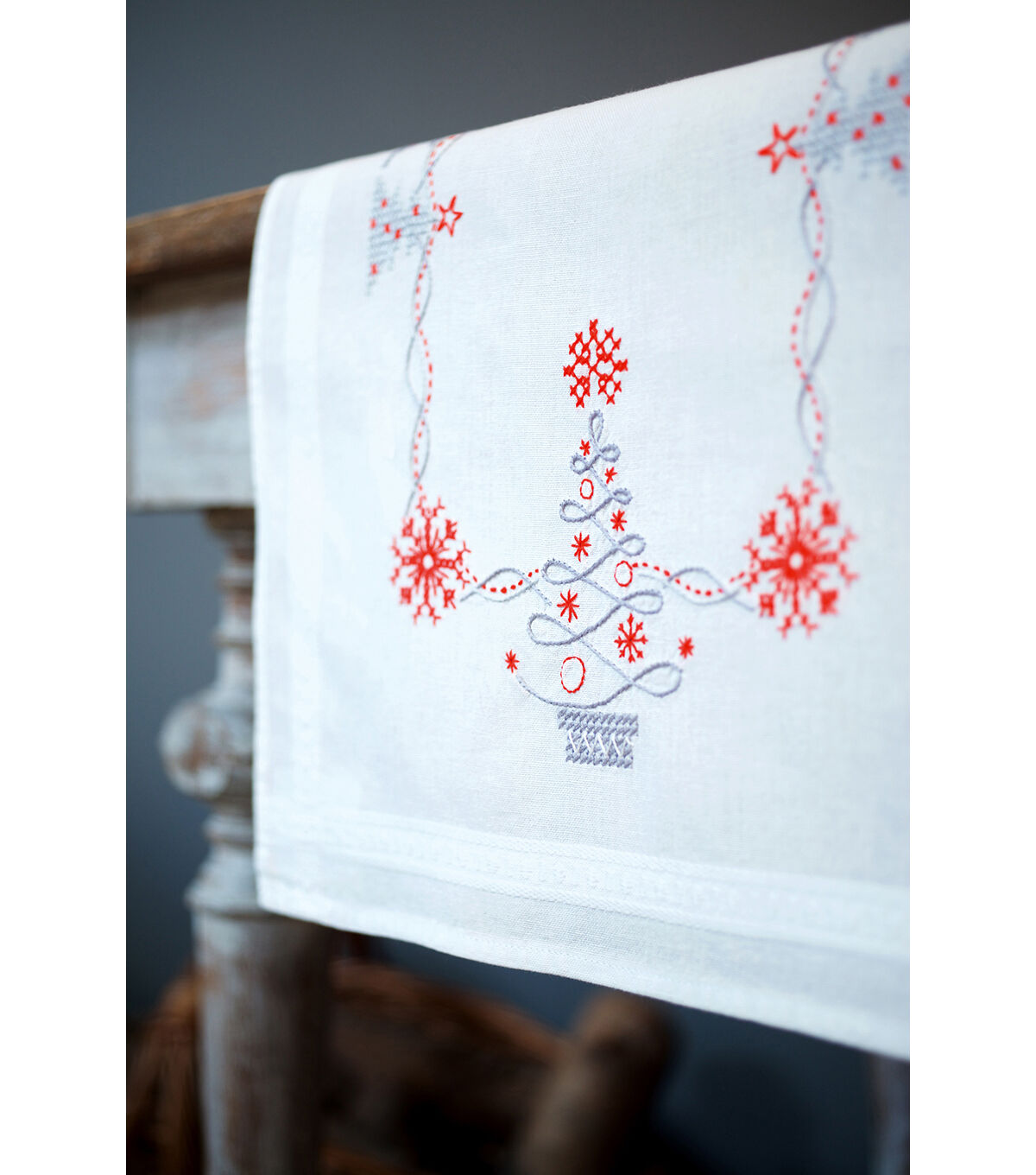 Vervaco 16 x 40 Christmas Trees Table Runner Stamped Cross Stitch Kit