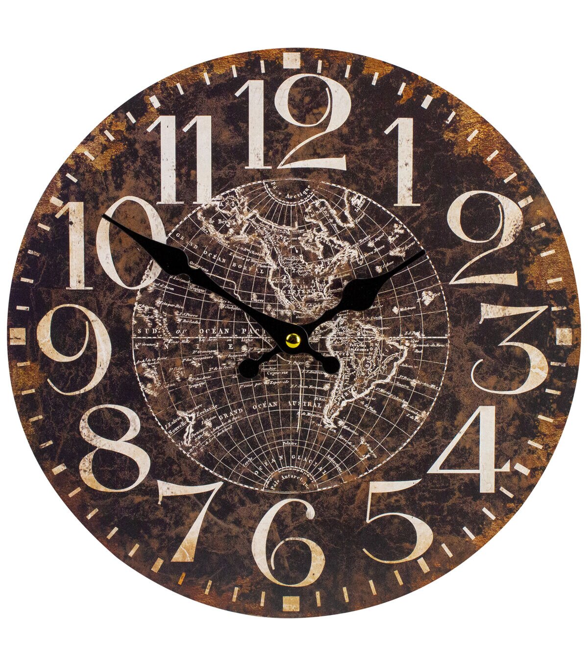 Northlight 12 Battery Operated Round Wall Clock with World Globe Design