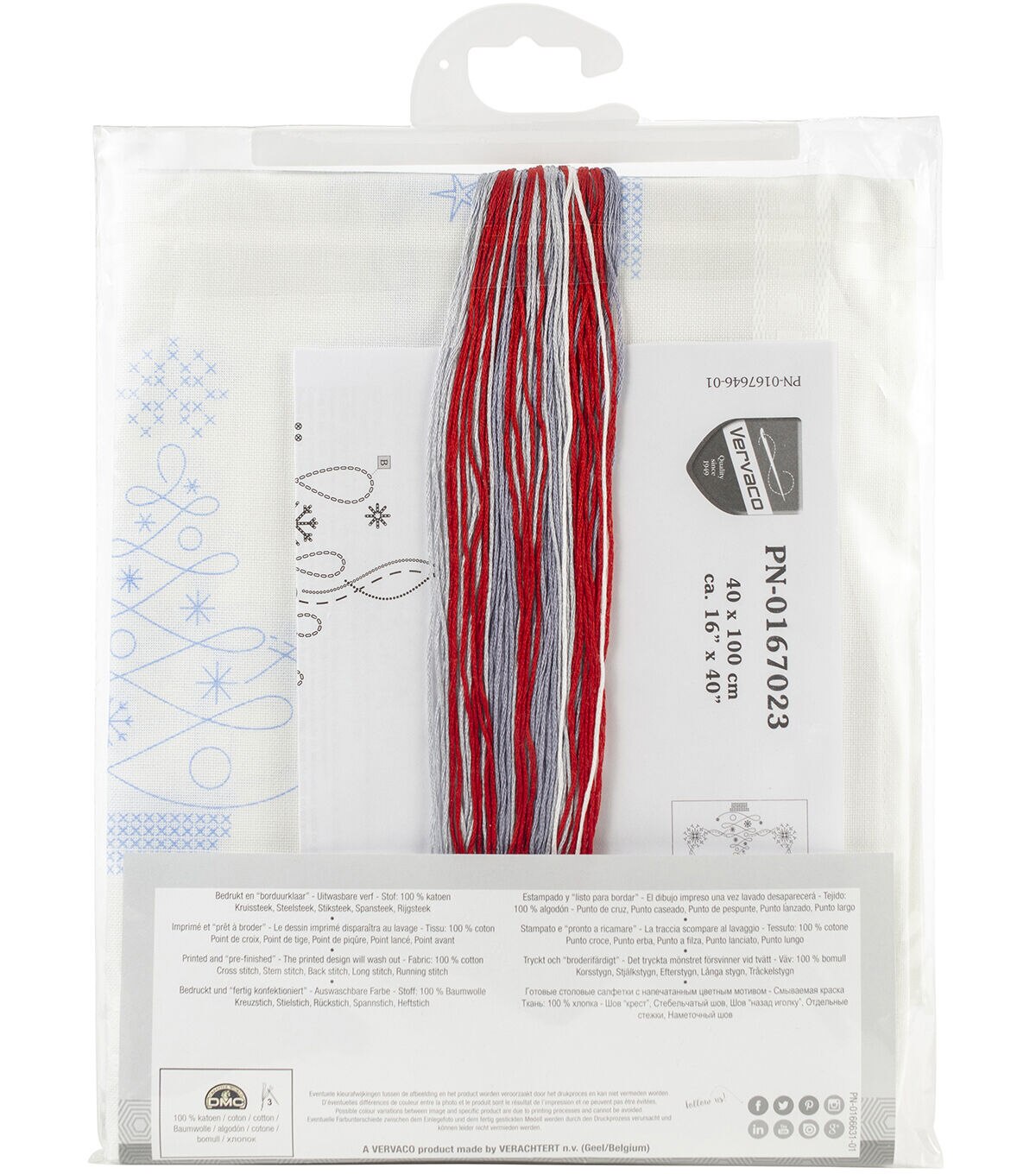 Vervaco 16 x 40 Christmas Trees Table Runner Stamped Cross Stitch Kit