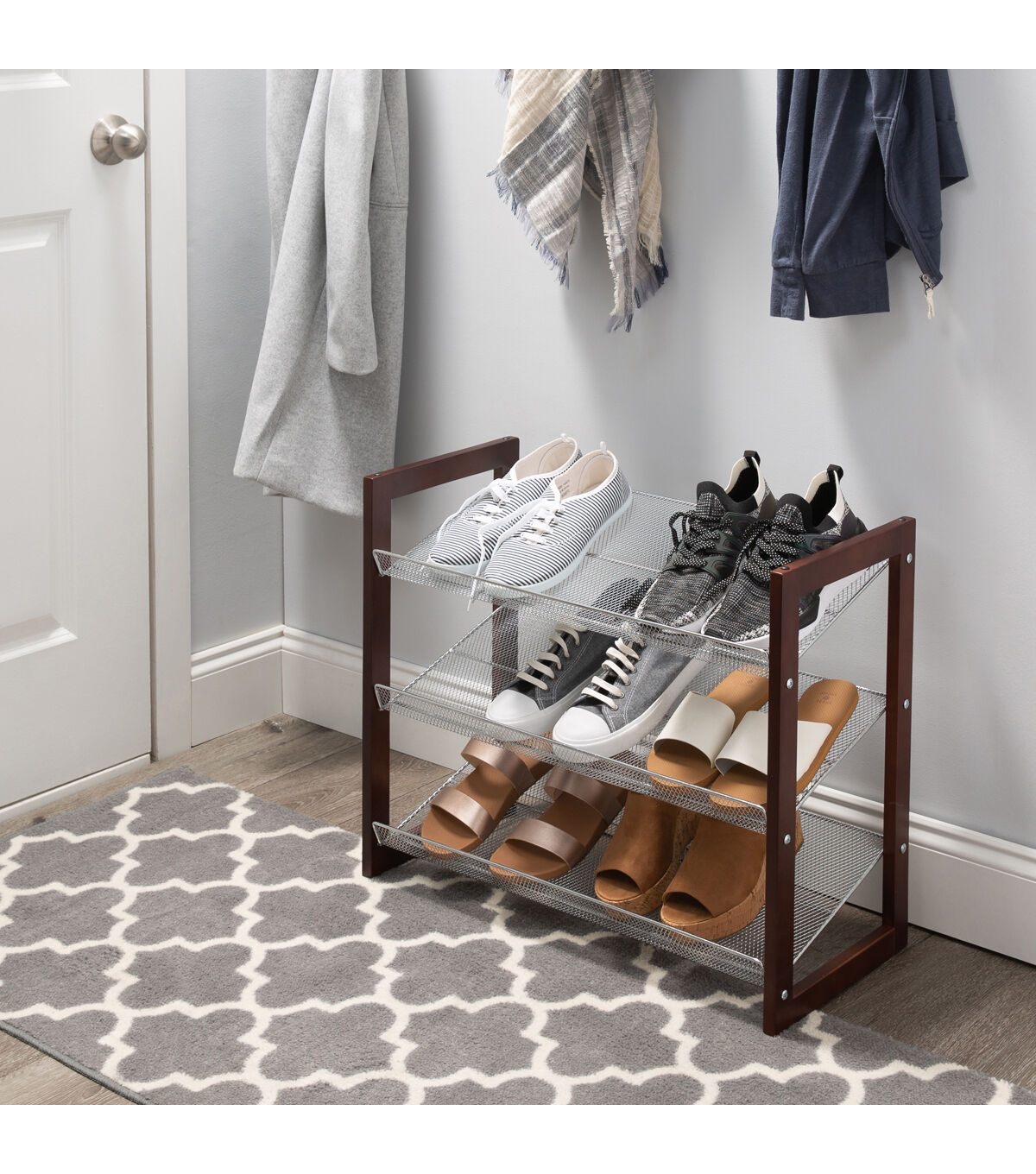 Organize It All 25 Espresso 3 Tier Mesh Shelf Shoe Rack