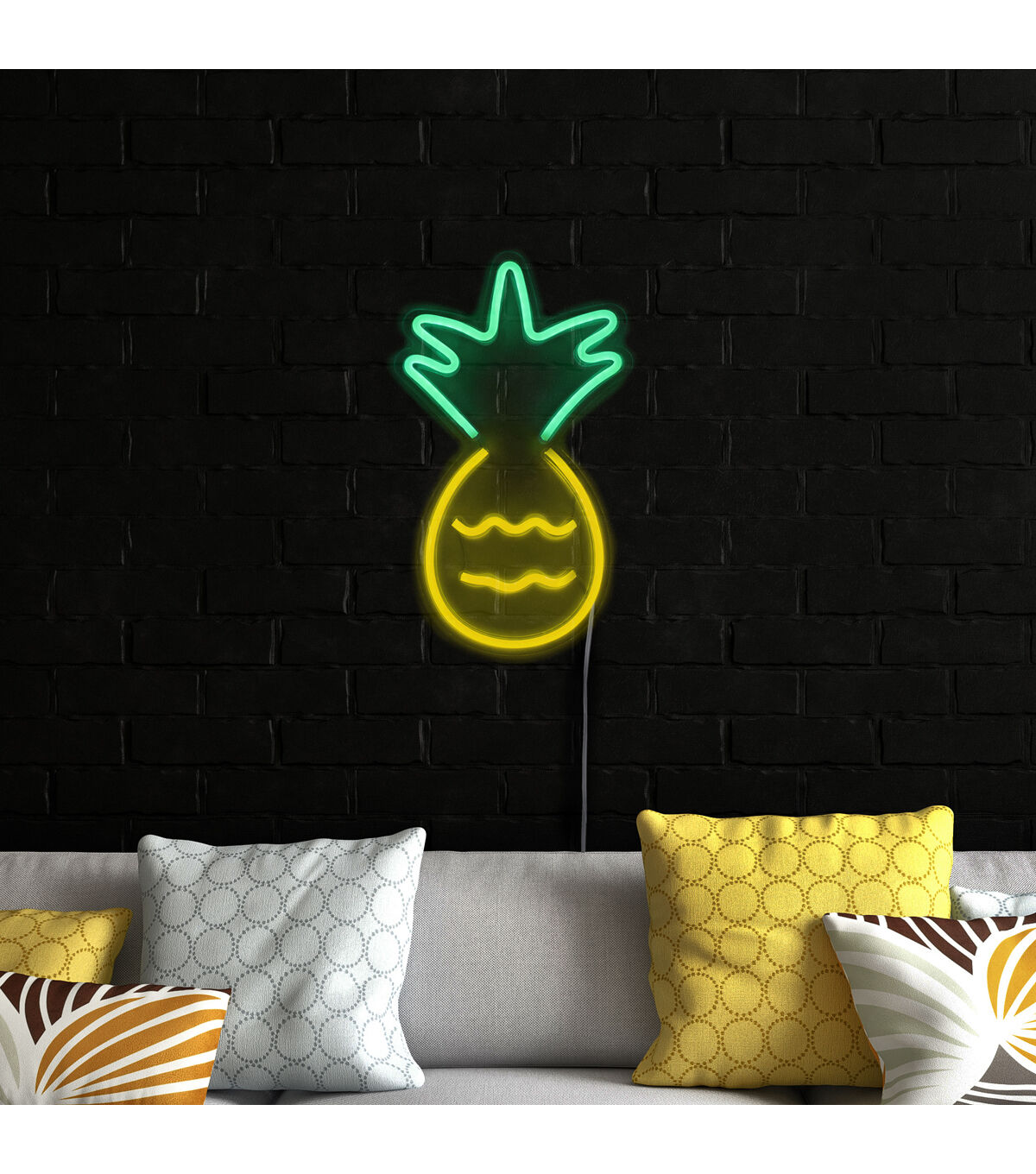 Northlight 16 Yellow and Green Pineapple LED Neon Style Wall Sign