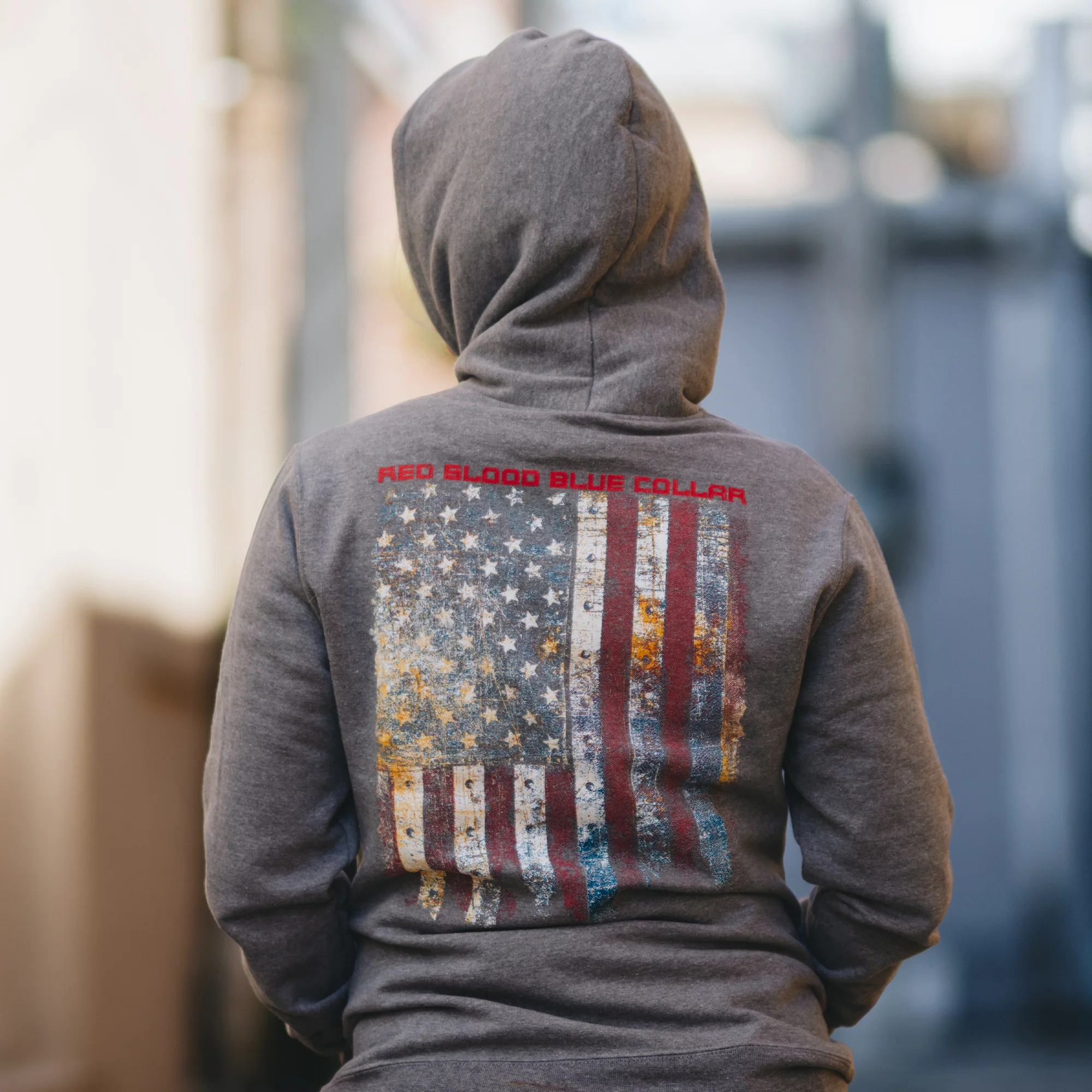 Women's Red Blood Blue Collar Hoodie - Graphite Heather