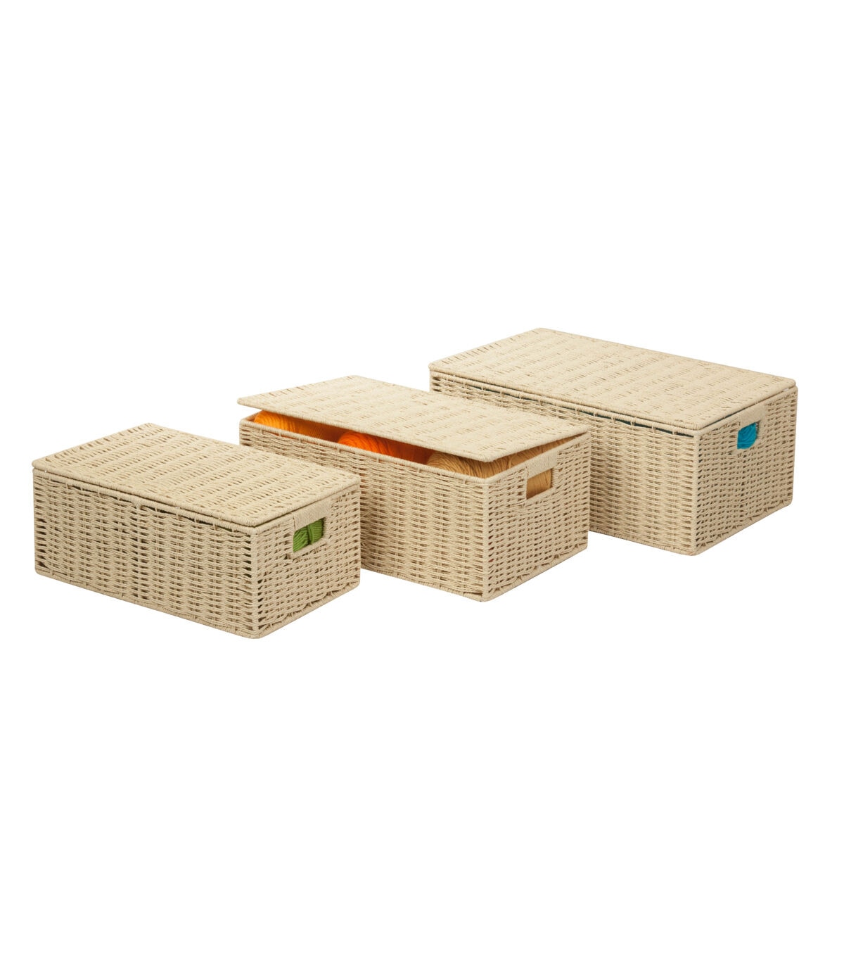 Honey Can Do 3ct Paper Rope Baskets With Lids