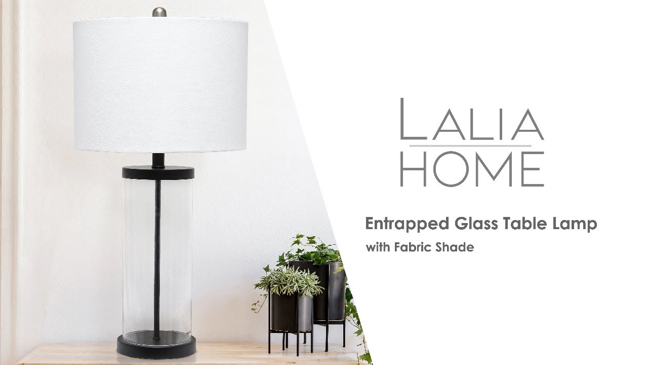 All The Rages 28 Black Entrapped Glass Table Lamp With Fabric Shade