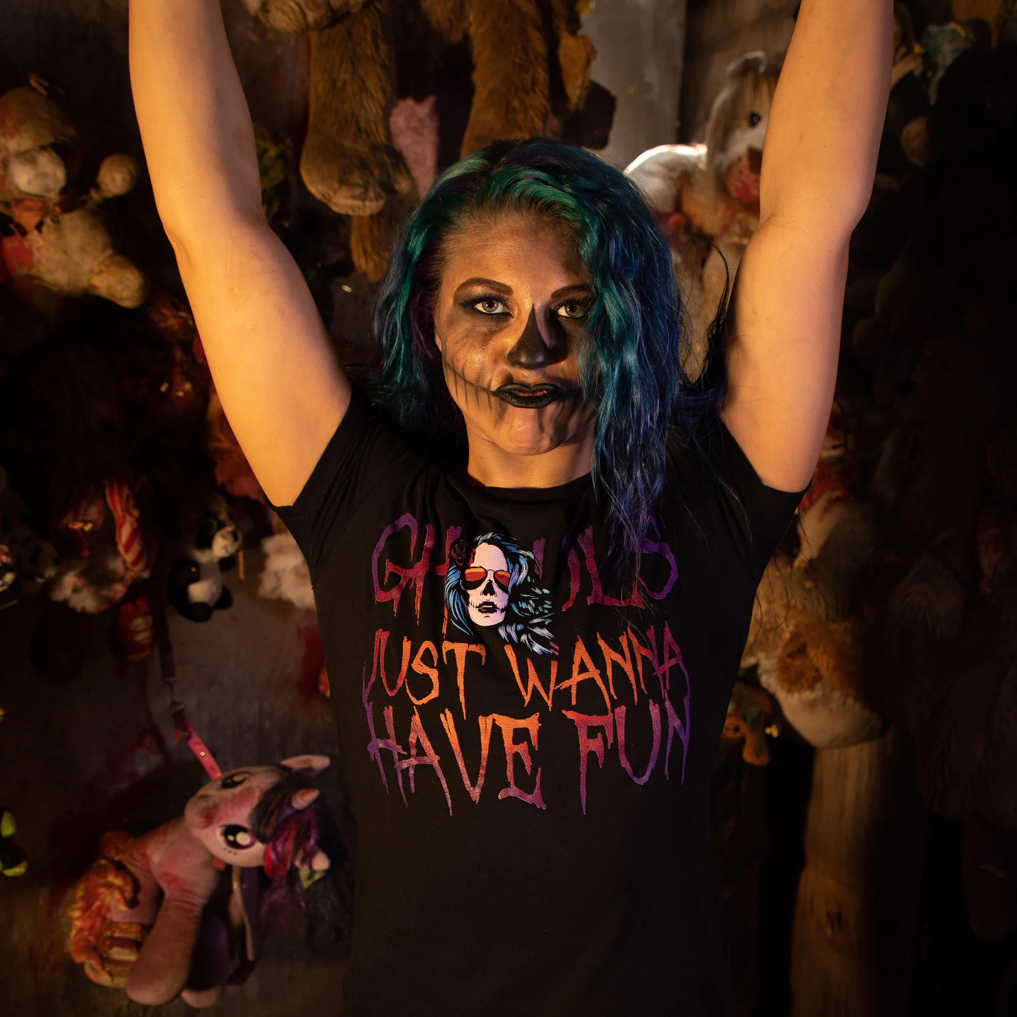 Women's Ghouls Just Wanna Have Fun Slim Fit T-Shirt - Black