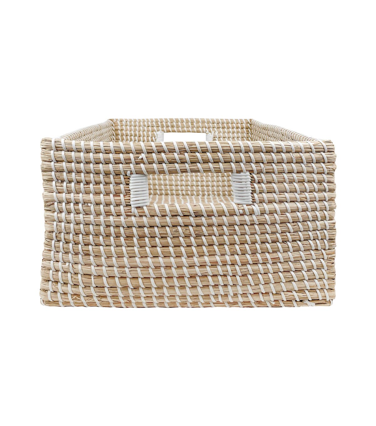 18 Natural & White Stitch Woven Basket by Place & Time