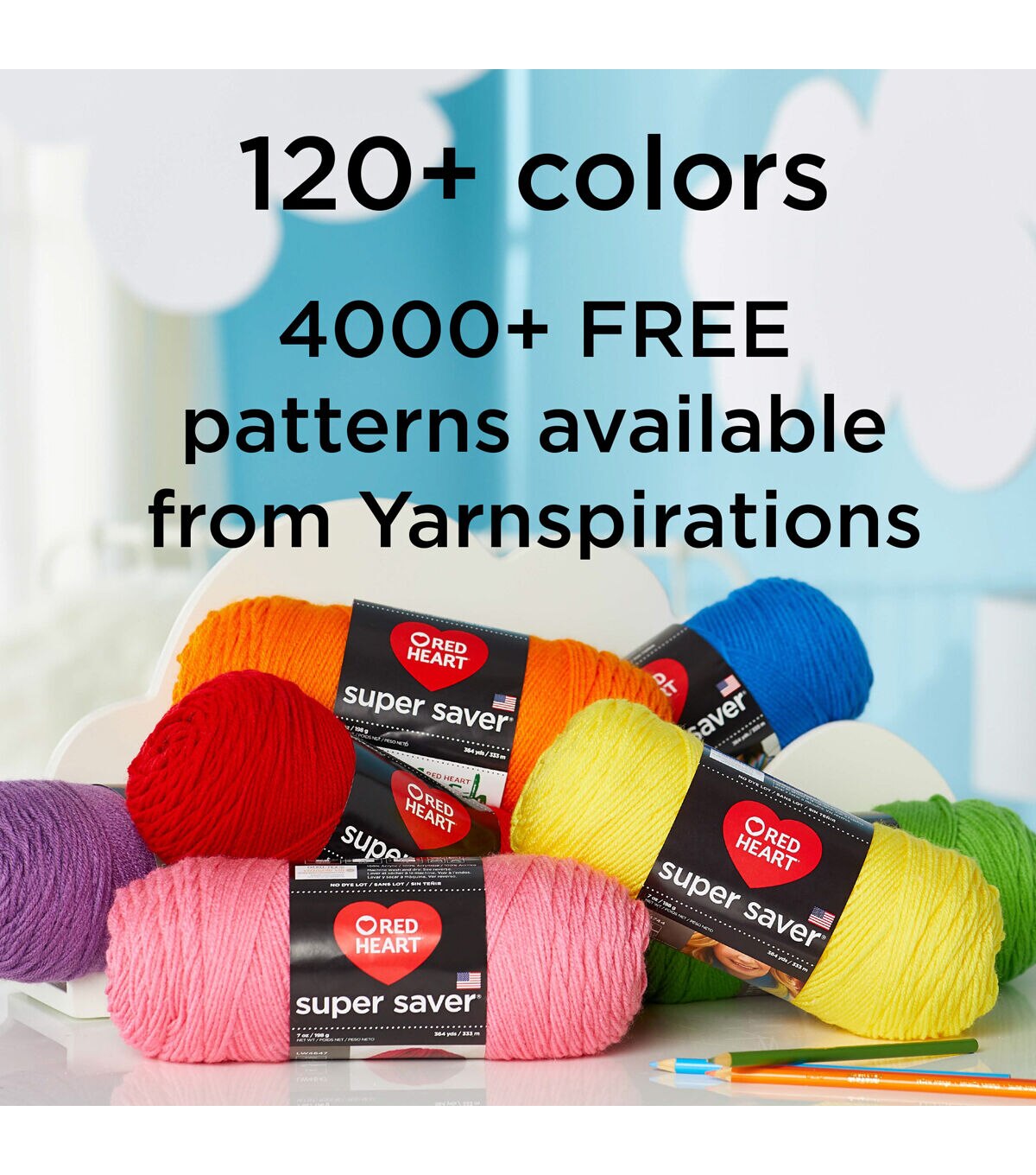 Red Heart Super Saver 364yds Worsted Acrylic Yarn 6 Bundle