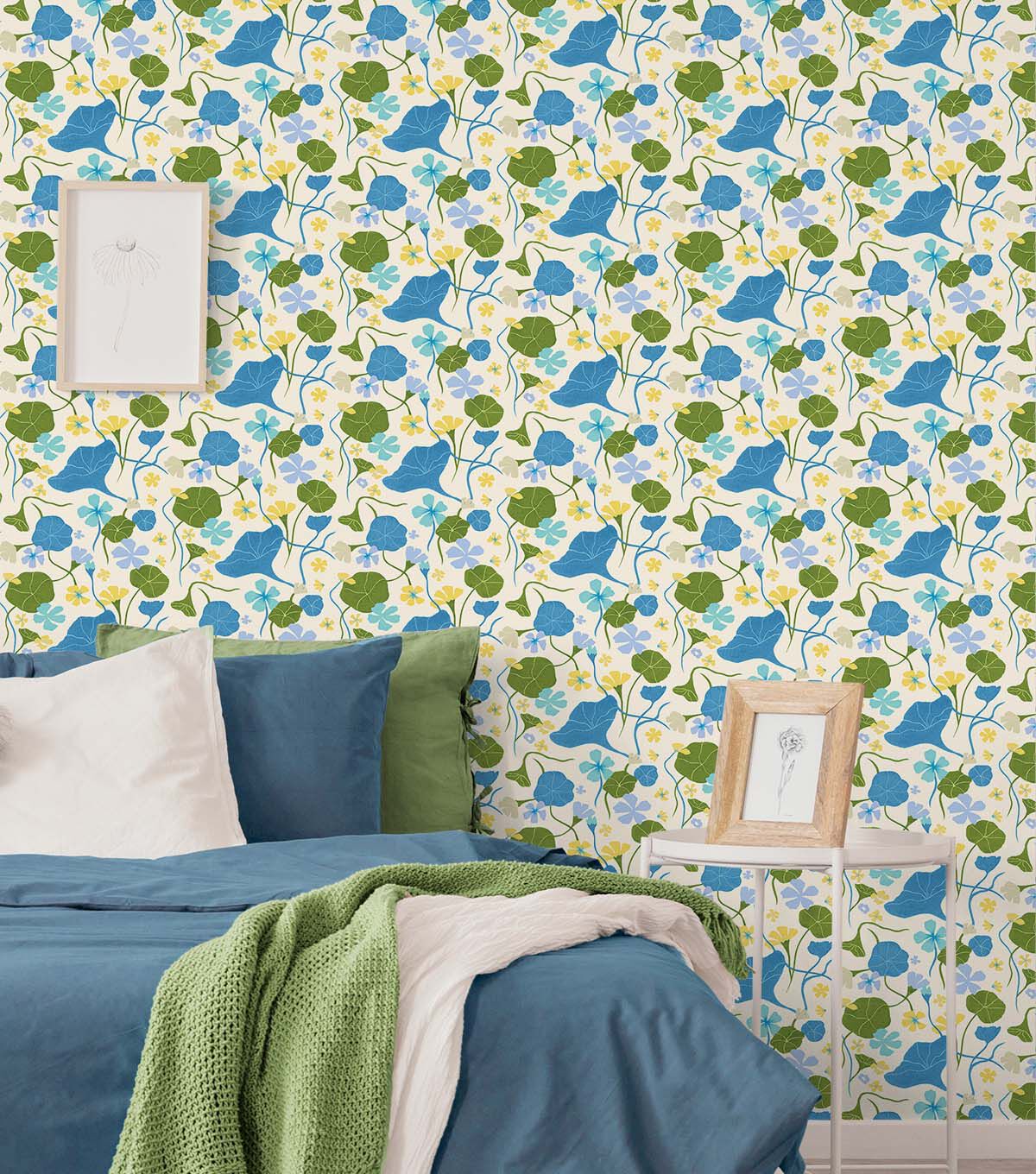 Elana Gabrielle 20.5' x 18' Blue Floral Peel & Stick Wallpaper
