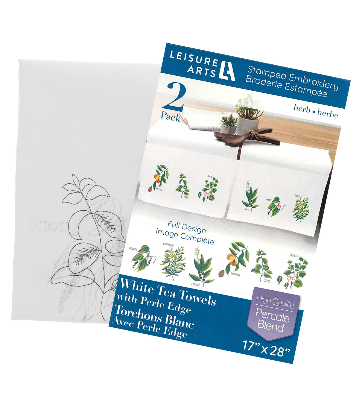Leisure Arts 17 x 28 Herb Tea Towel Stamped Cross Stitch Kit