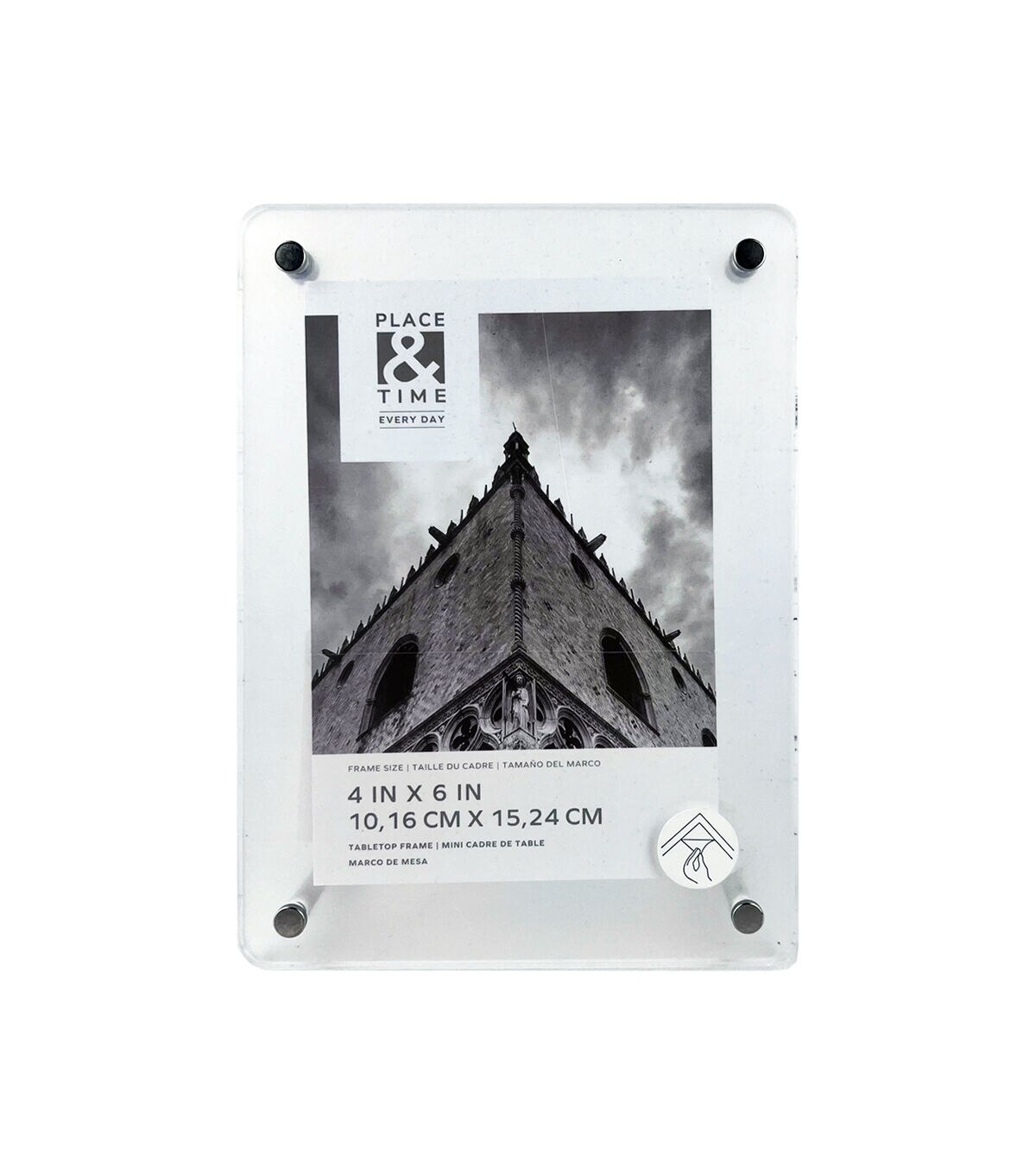 4 x 6 Acrylic Tabletop Picture Frame With Metal Legs by Place & Time