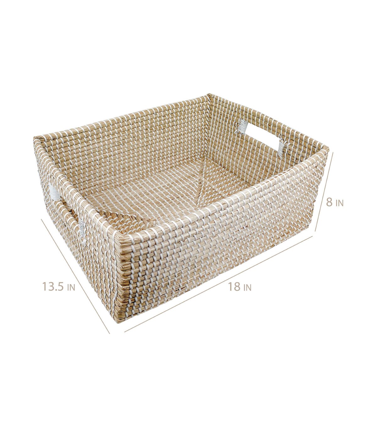 18 Natural & White Stitch Woven Basket by Place & Time
