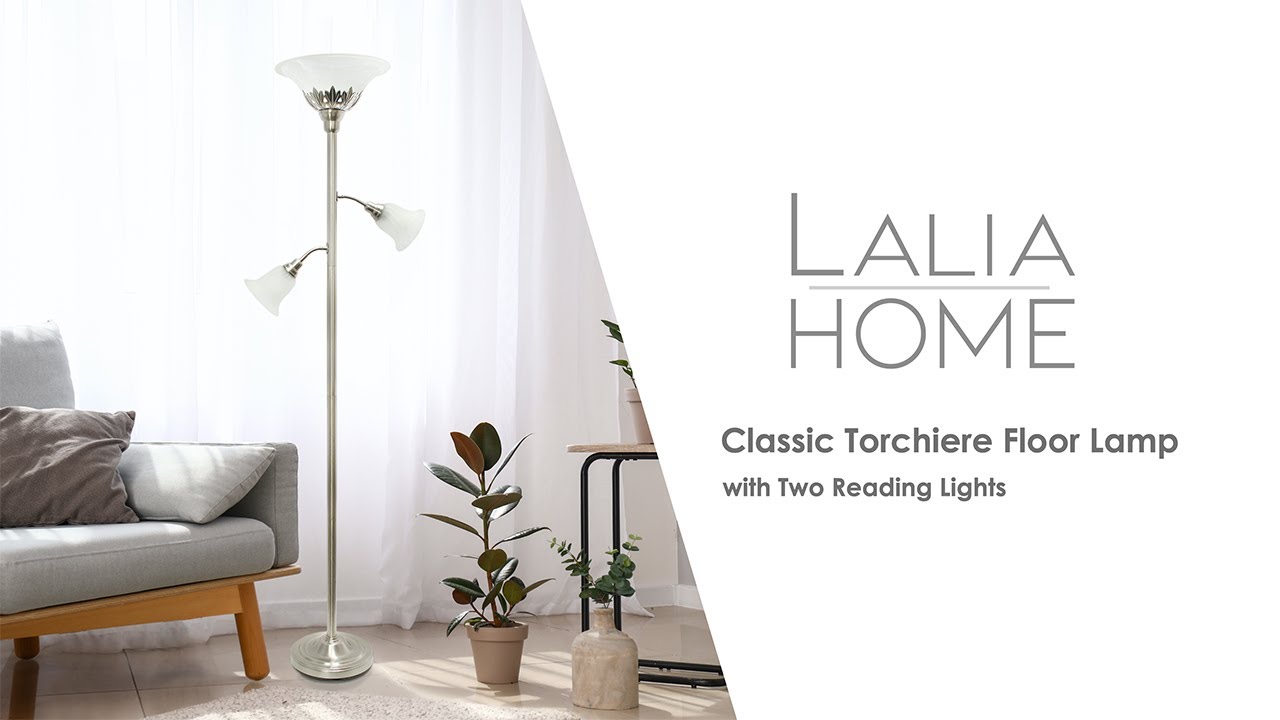 All The Rages Floor Lamp with 2 Reading Lights and Scalloped Shades