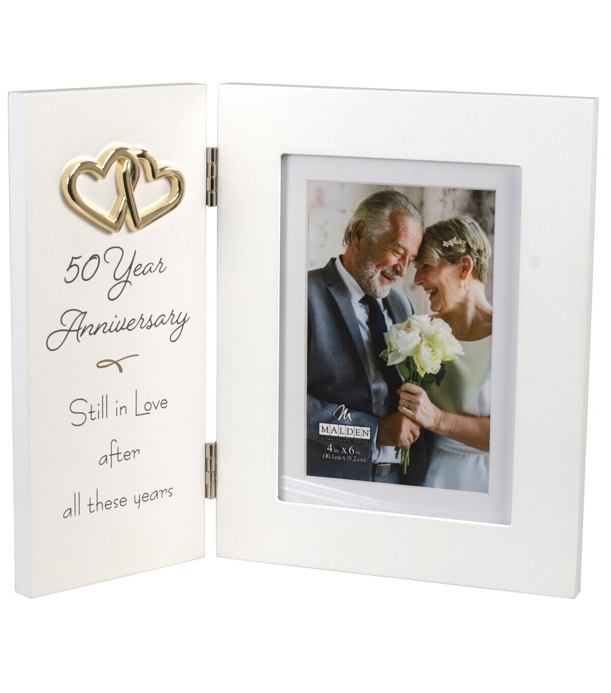 Malden 4 x 6 White 50th Anniversary Frame With Mat & Sentiment Panel
