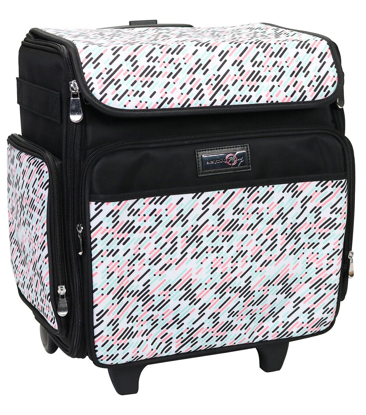 Everything Mary 16 Gray & White Pill Collapsible Rolling Craft Bag