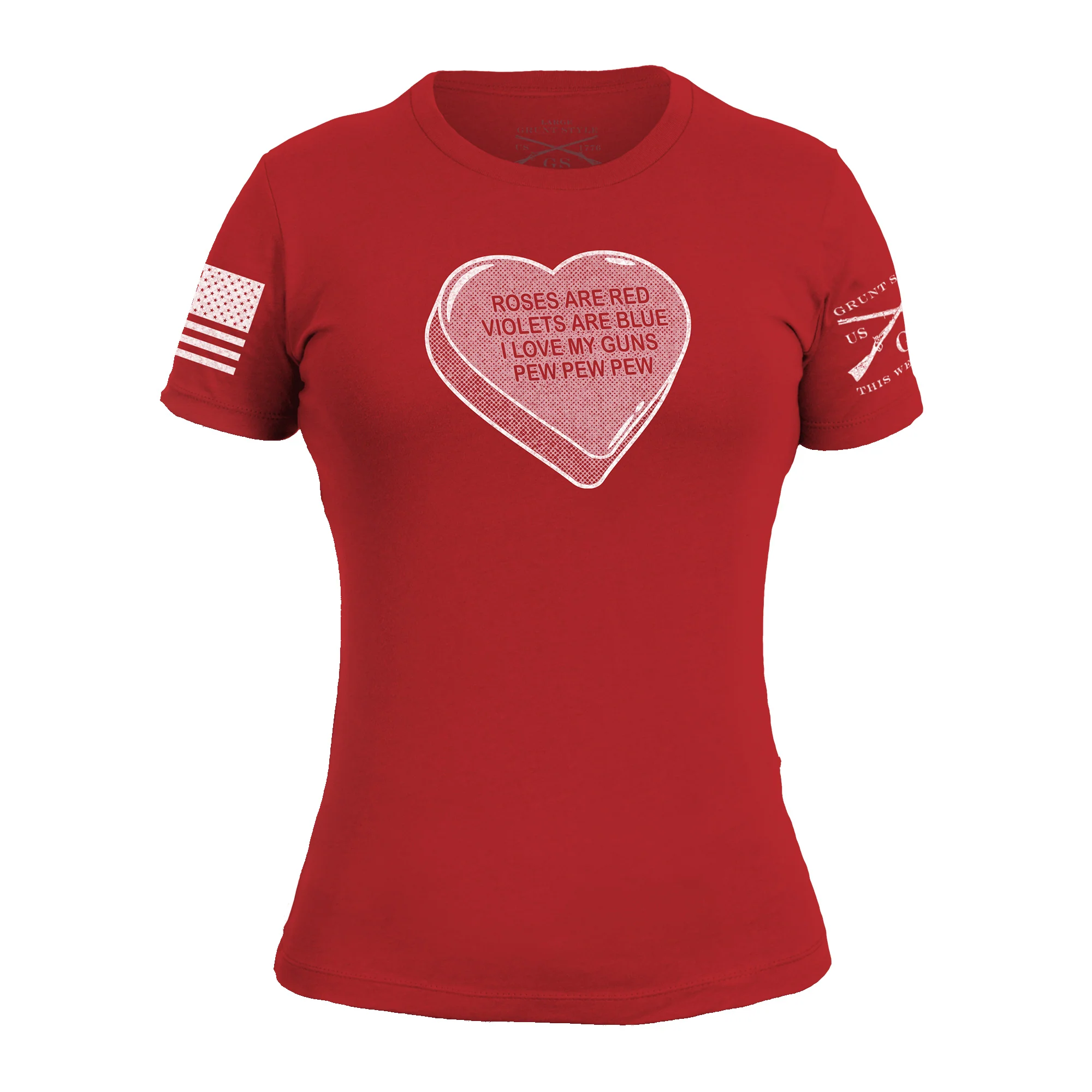 Women's Pew Pew Poem Slim-Fit T-Shirt - Red