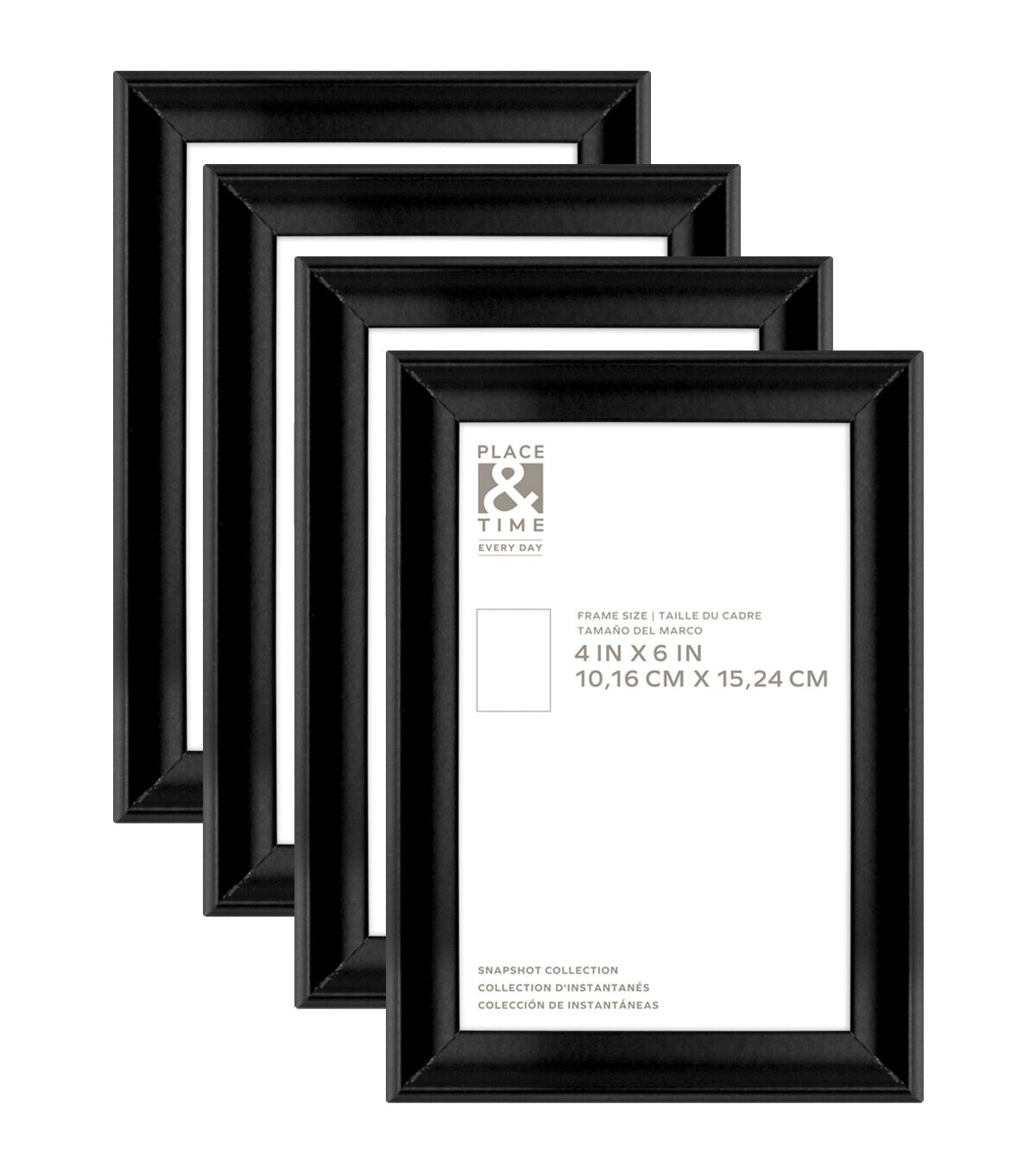 4 x 6 Black Snapshot Tabletop Picture Frames 4pk by Place & Time