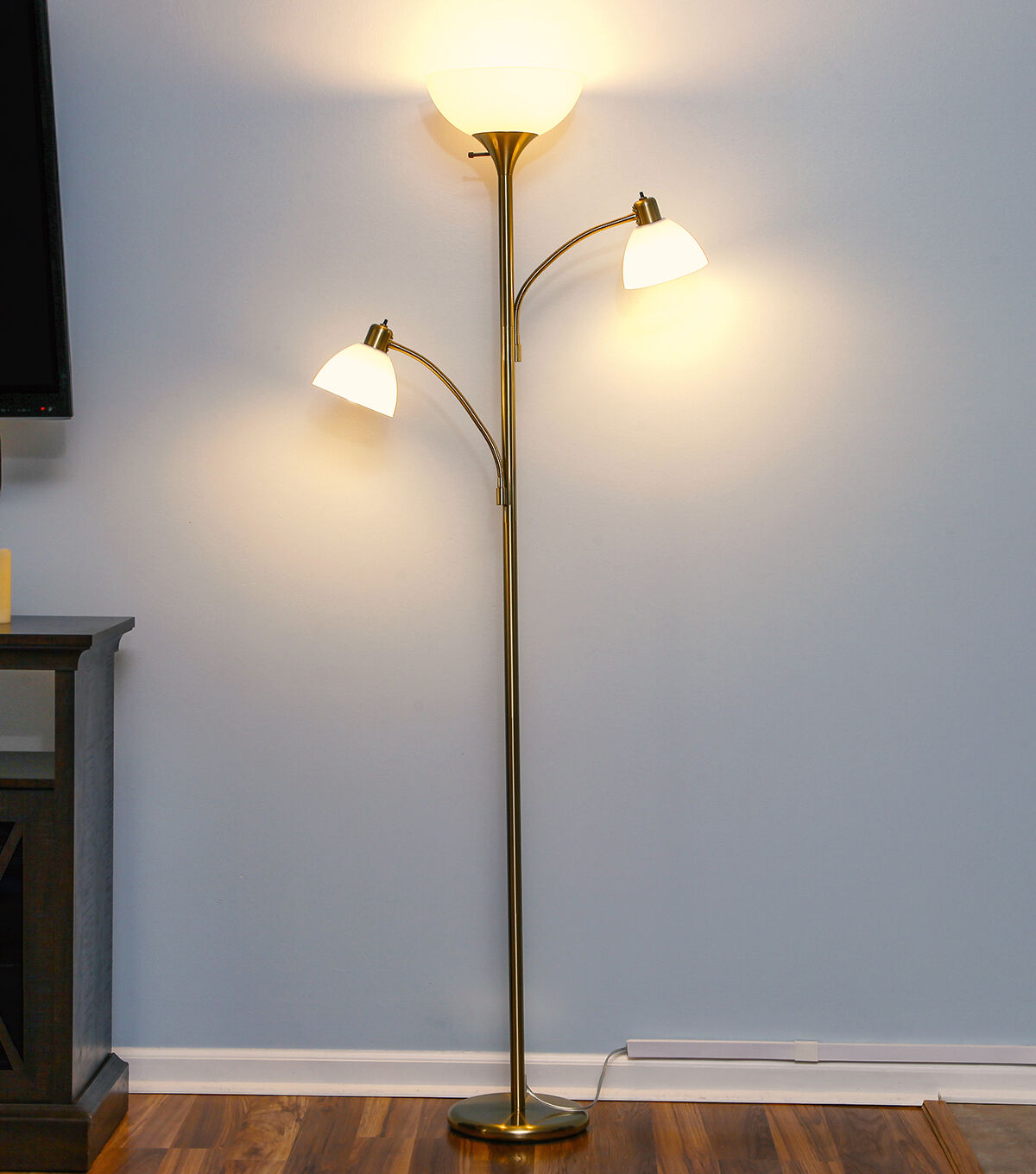 Brightech Sky Dome Double LED Floor Lamp - Brass