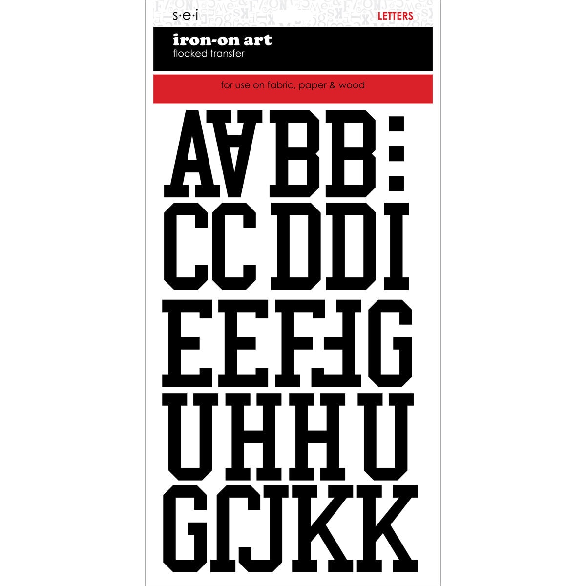SEI 6 x 10 Black Sports Letter Iron On Art Flocked Transfer Sheets 3ct