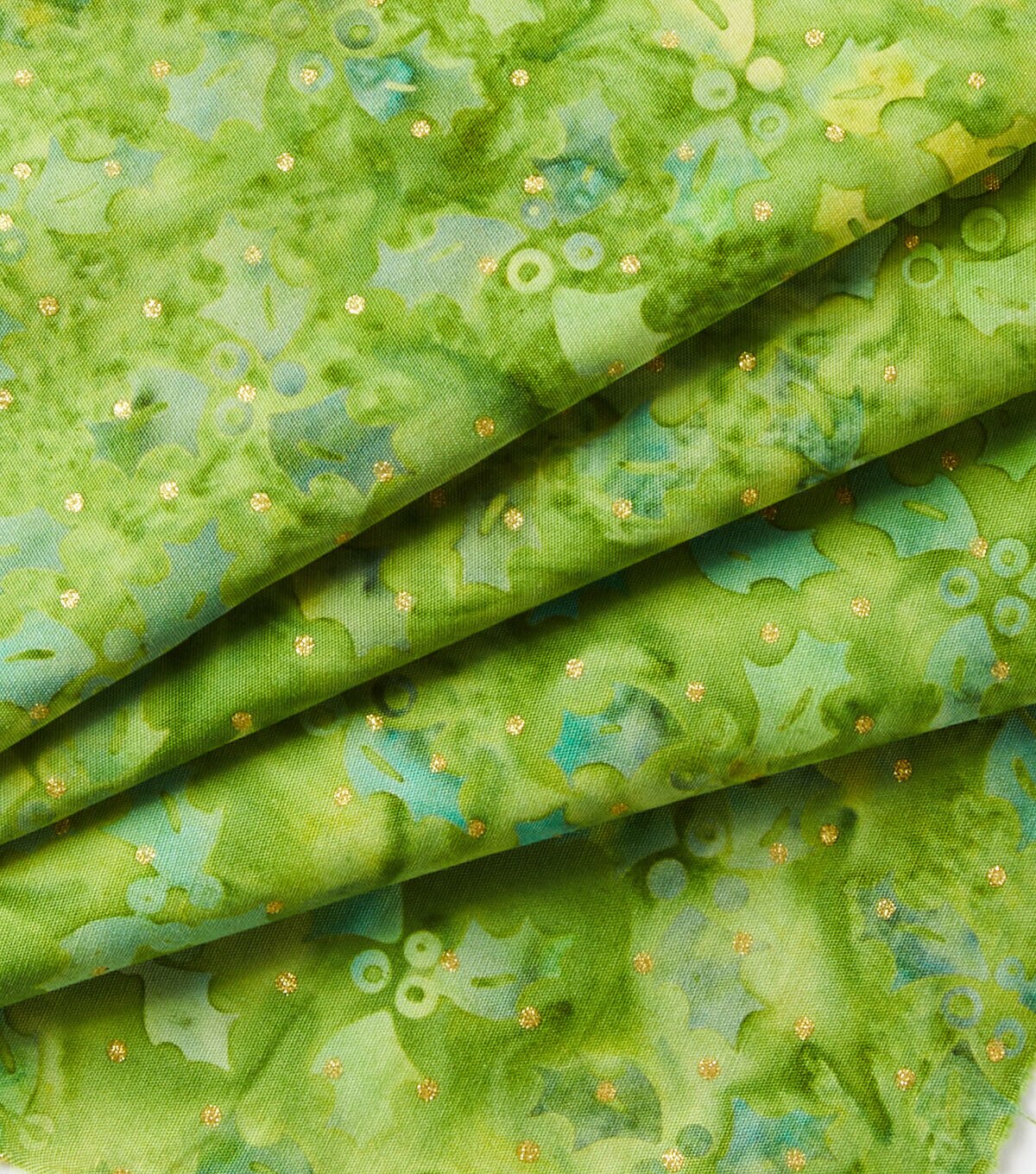 Green Winter Wishes Holly Christmas Metallic Cotton Fabric