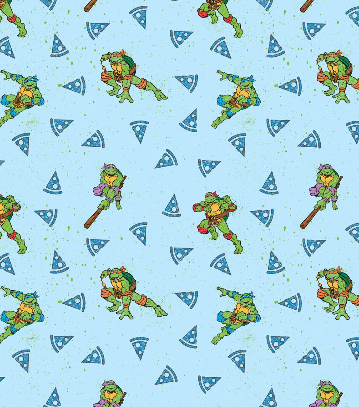 Teenage Mutant Ninja Turtles Pizza Paint Splatter Fleece Fabric