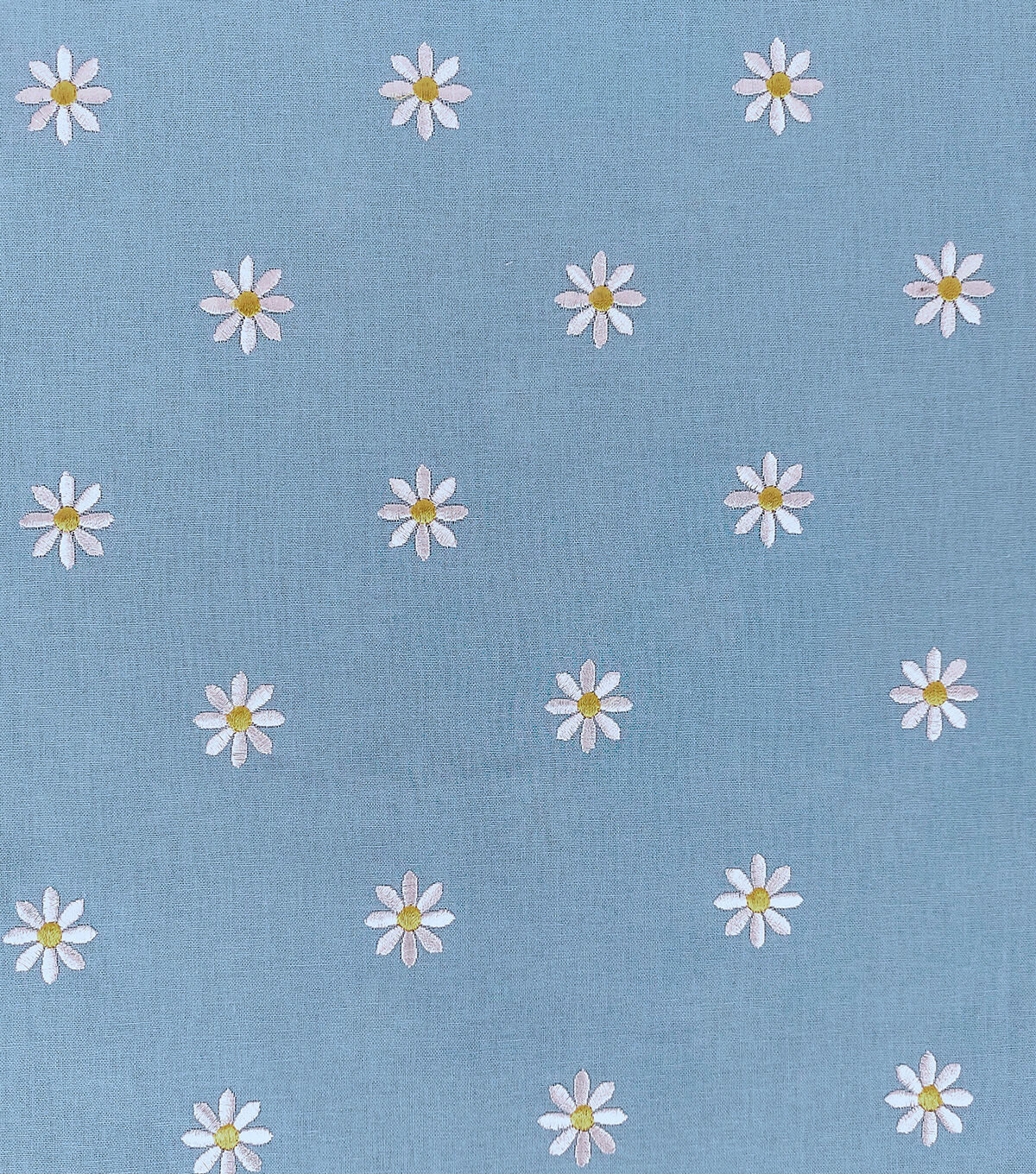 Daisy Embroideries on Light Blue Quilt Cotton Fabric by Keepsake Calico