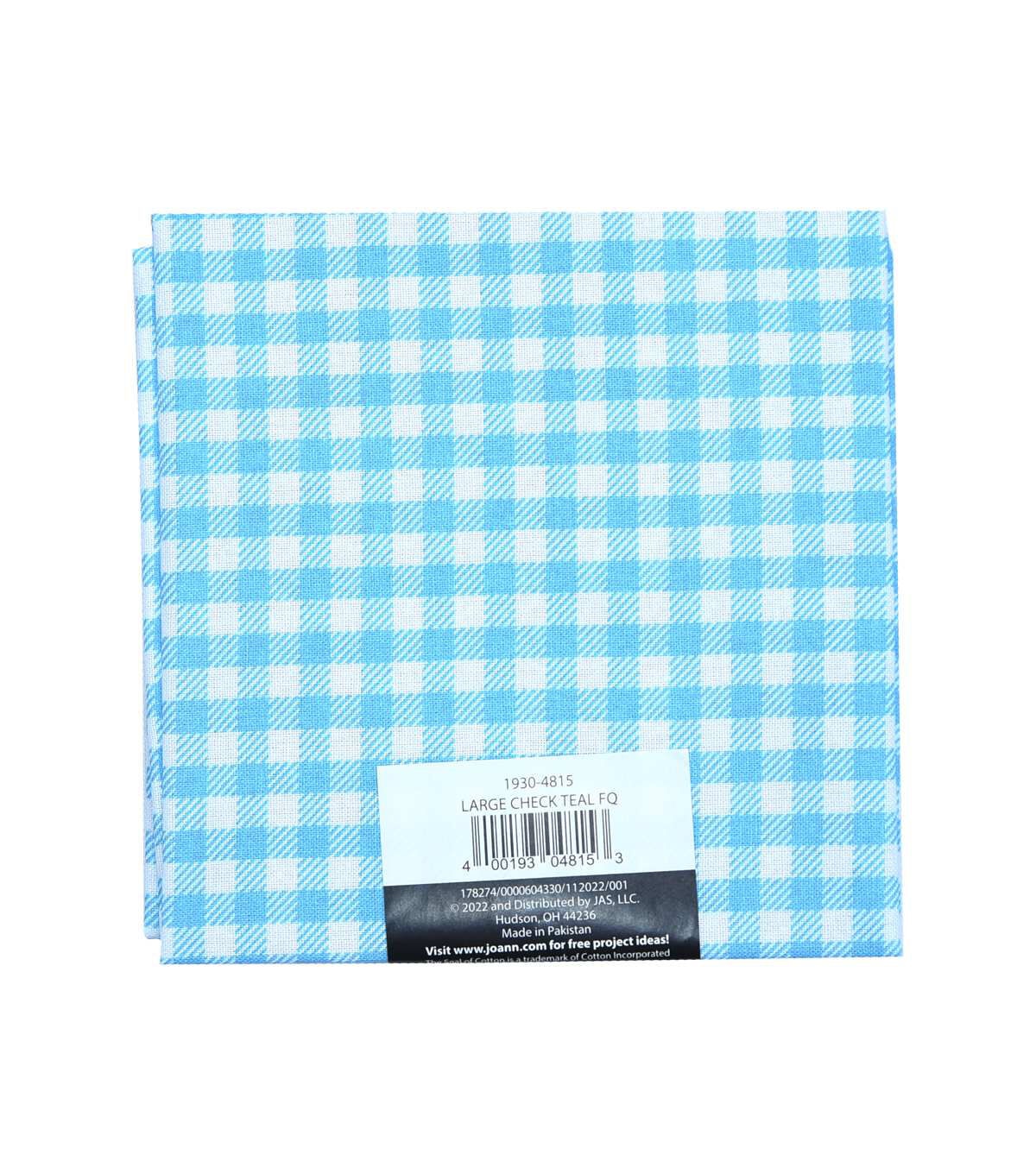 18 x 21 Teal Checks Cotton Fabric Quarter 1pc by Keepsake Calico