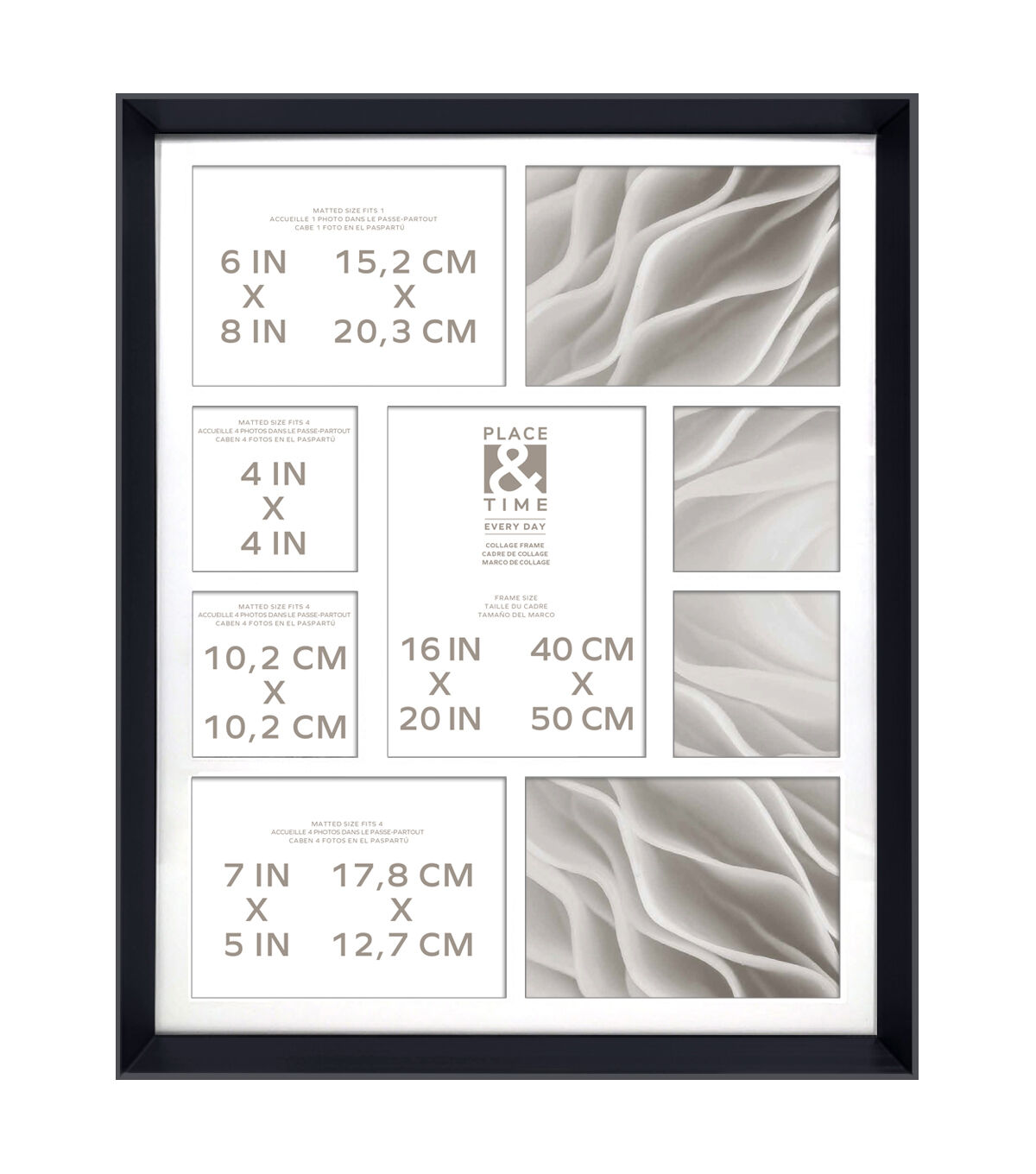 20 x 17 Matted 9 Photo Black Collage Frame by Place & Time