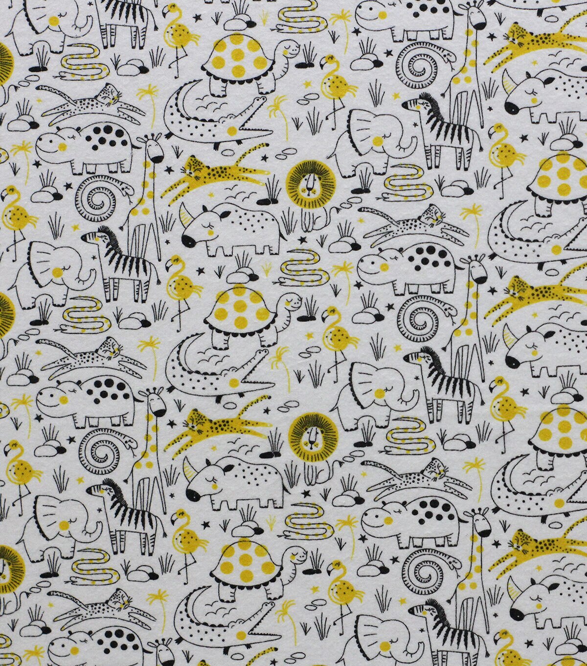 Black and White Packed Jungle Super Snuggle Flannel Fabric