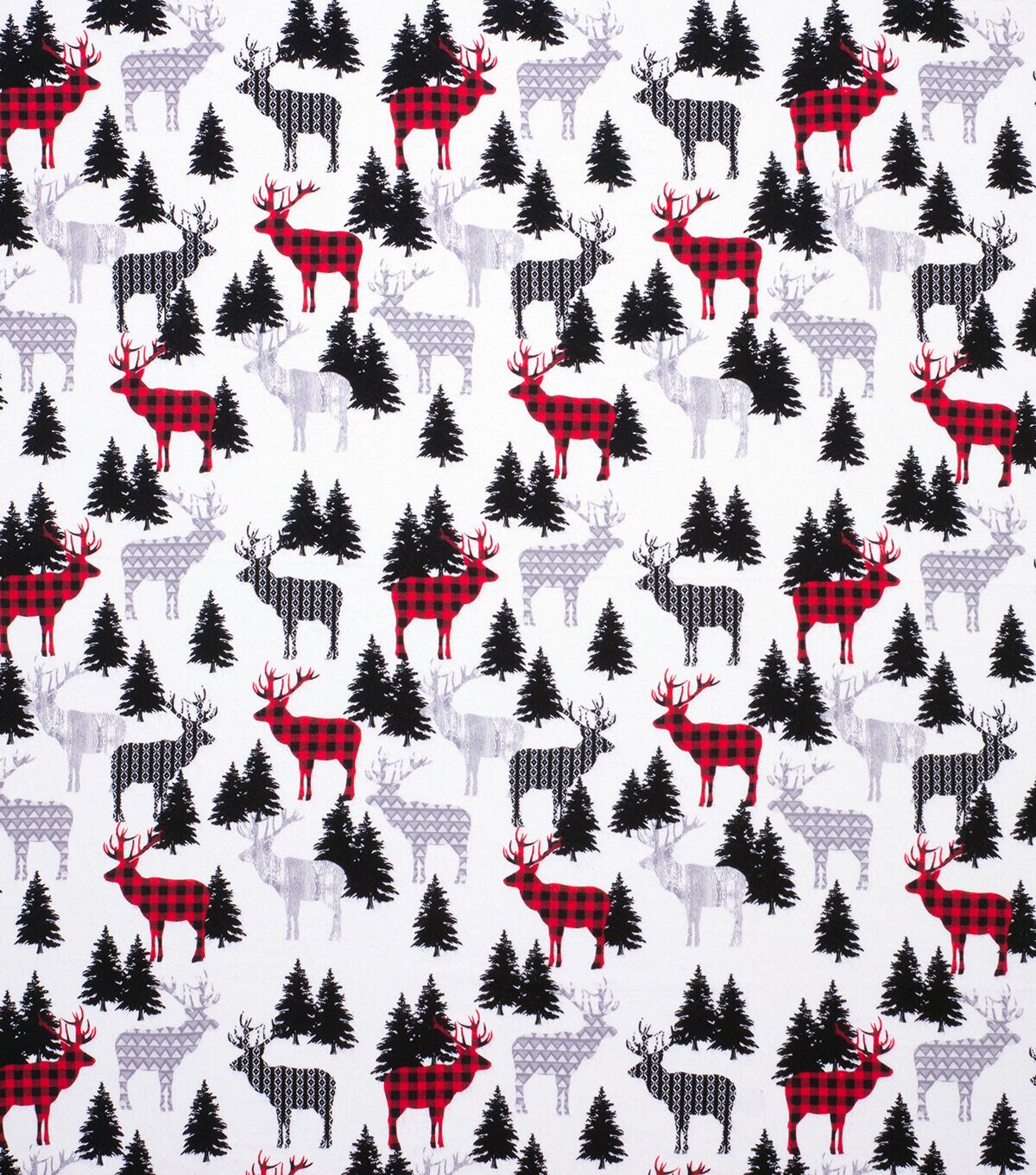 Patterned Deer & Trees Super Snuggle Christmas Flannel Fabric