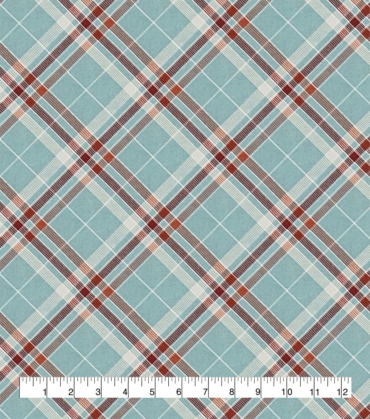 Fall Light Blue Plaid Bias Super Snuggle Flannel Fabric