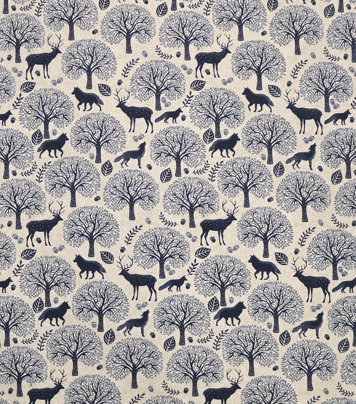 Navy Packed Forest Scenery Super Snuggle Flannel Fabric