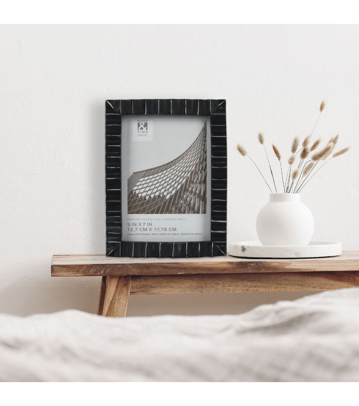 5 x 7 Distressed Black Sculpted Tabletop Picture Frame by Place & Time