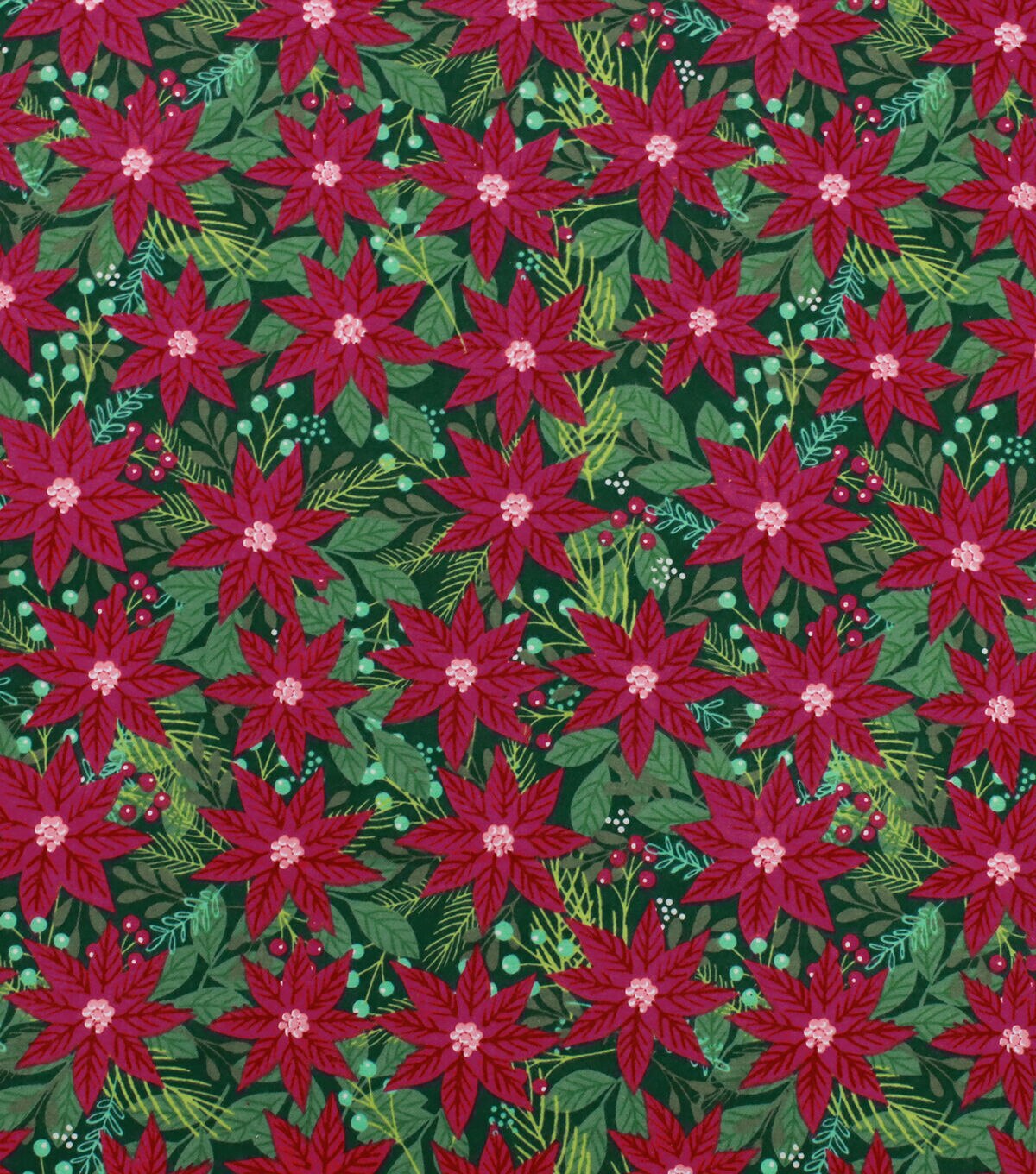 Poinsettia & Leaf Super Snuggle Christmas Flannel Fabric