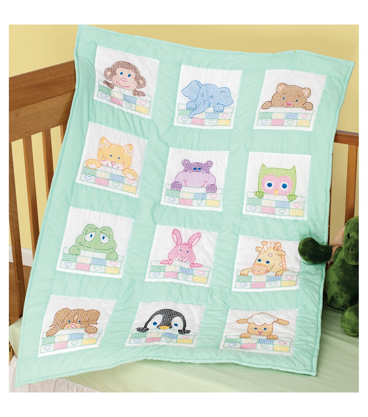 Jack Dempsey Needle Art 9 Peek-A-Boo Stamped White Quilt Blocks 12ct