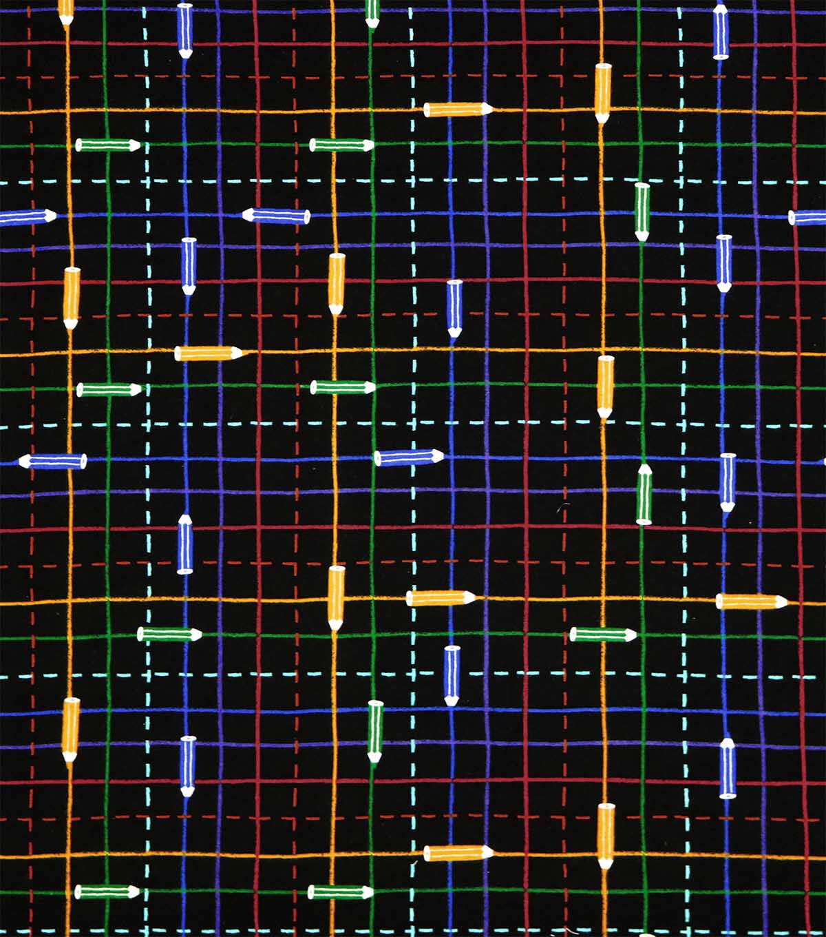 Pencil Grid On Black Super Snuggle Flannel Fabric by POP!