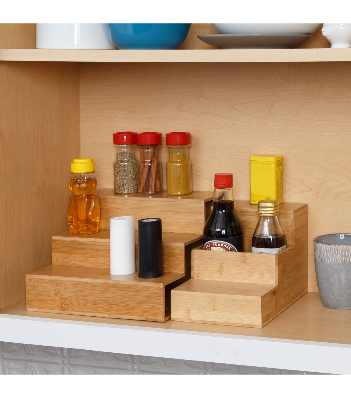 Honey Can Do 6 Natural Bamboo Expandable 3 Tier Spice Rack