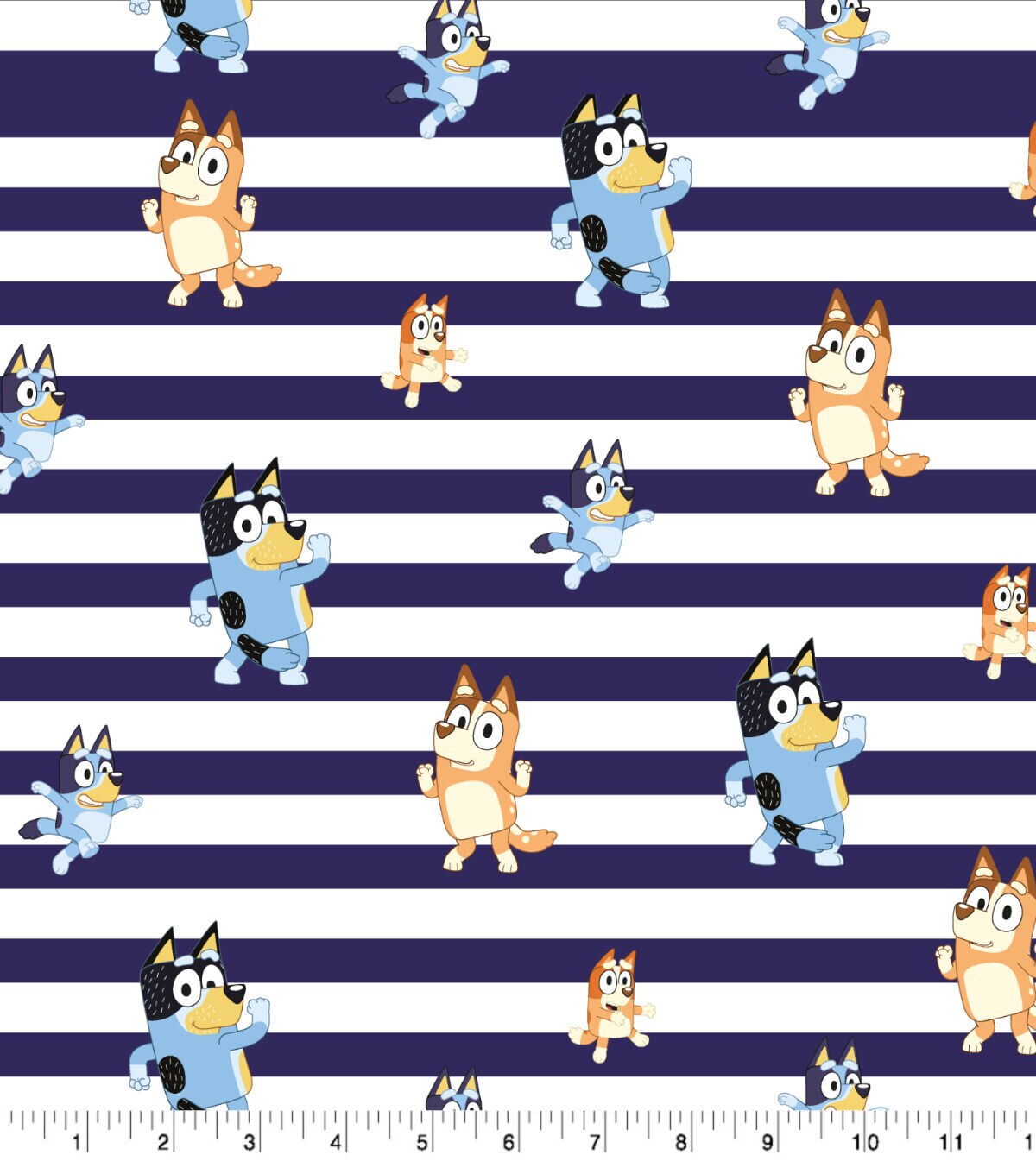 Bluey & Family White Stripe Dance Cotton Fabric