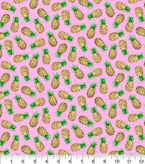 Fabric Traditions Pineapples on Pink Novelty Cotton Fabric