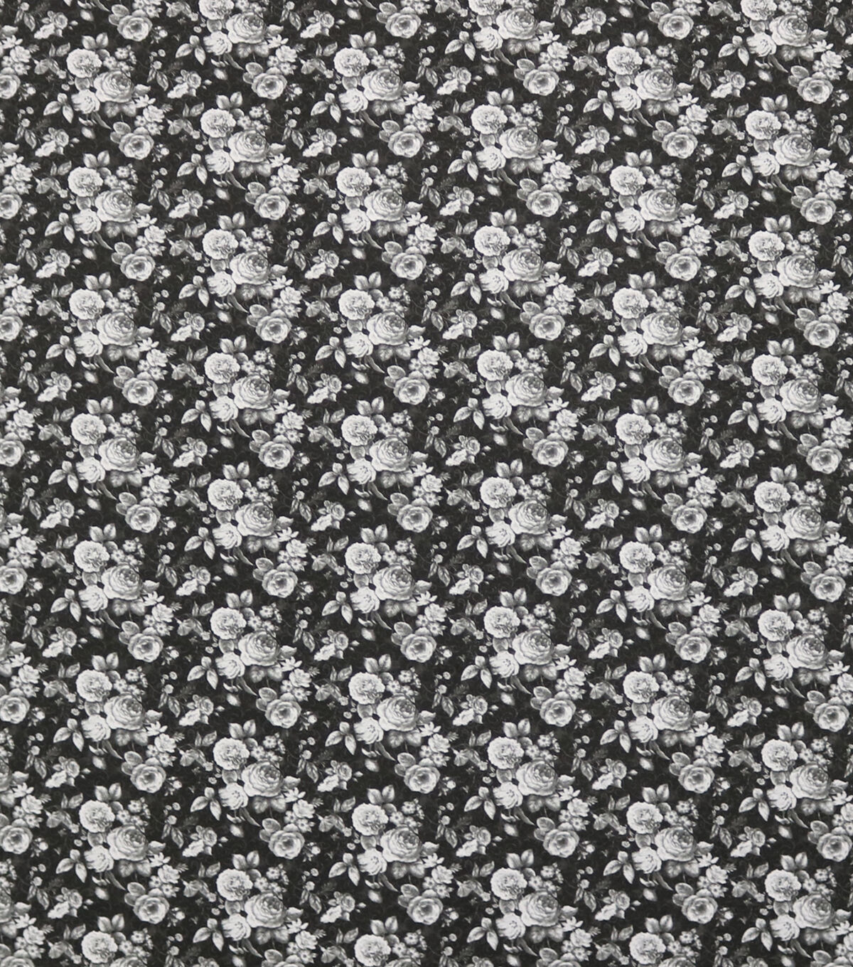 Black & White Vintage Rose Bouquet Super Snuggle Flannel Fabric