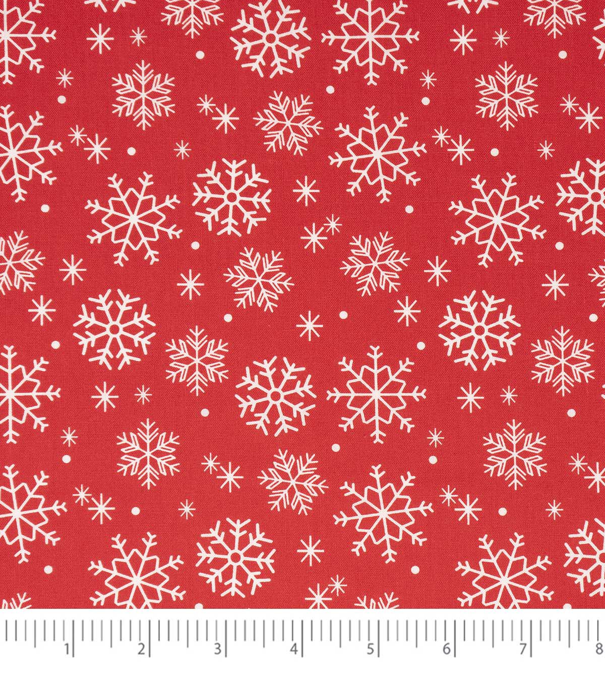 Singer 18 x 21 Snowflakes on Red Christmas Cotton Fabric Quarter 1pc